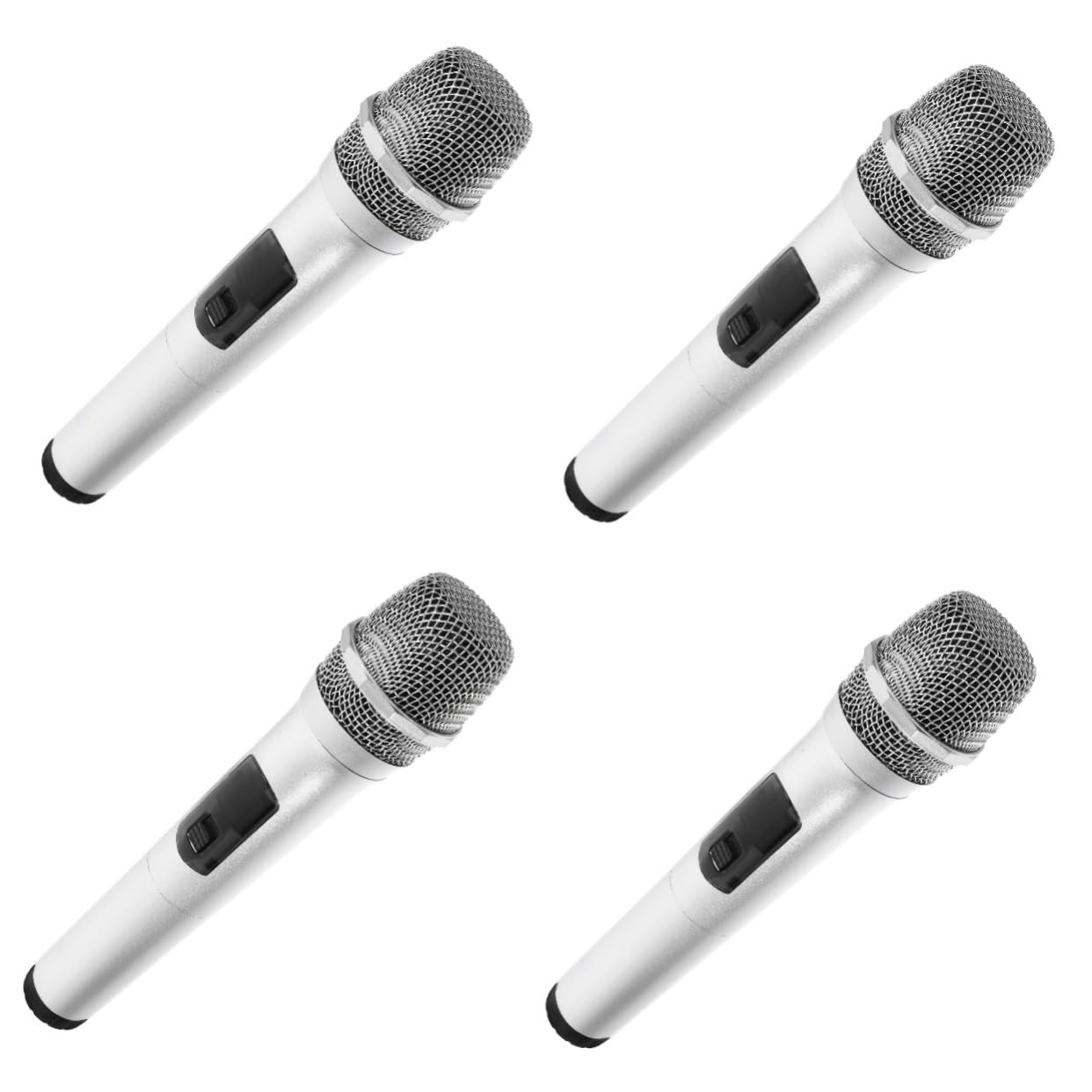 BCOATH 4-Piece Lip Sync Microphone Set - Party Toy Microphones for Karaoke, Cosplay & Stage Performance - Perfect for Halloween, Birthday Parties & Stage Shows (Black)