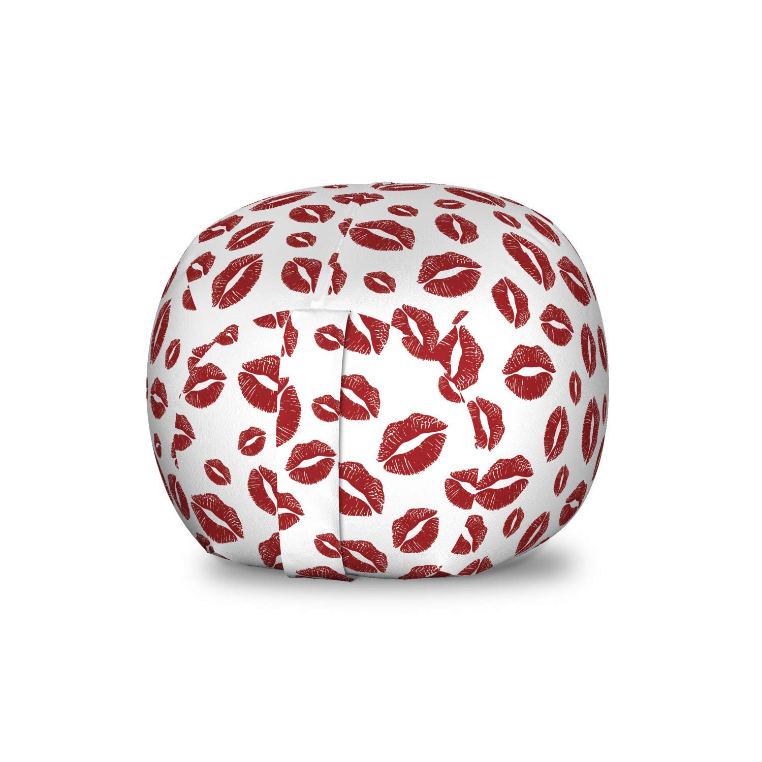 Ambesonne Kiss Storage Toy Bag Chair - Monochrome Warm Tone Design, Stuffed Animal Organizer & Washable Storage Bag, Small Size (Ruby & White) - Perfect for Kids' Room, Nursery, or Playroom Organization