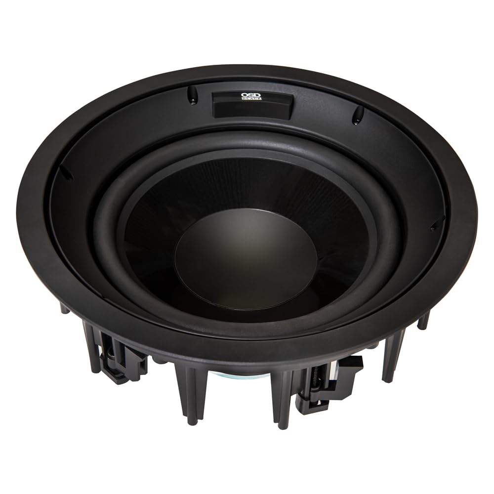 OSD Black 10-Inch In-Ceiling Subwoofer with Long Excursion Graphite Woofer - 200W Power with Ceiling Bracket - Perfect for Home Theater, Dolby Atmos Systems & Multi-Room Audio