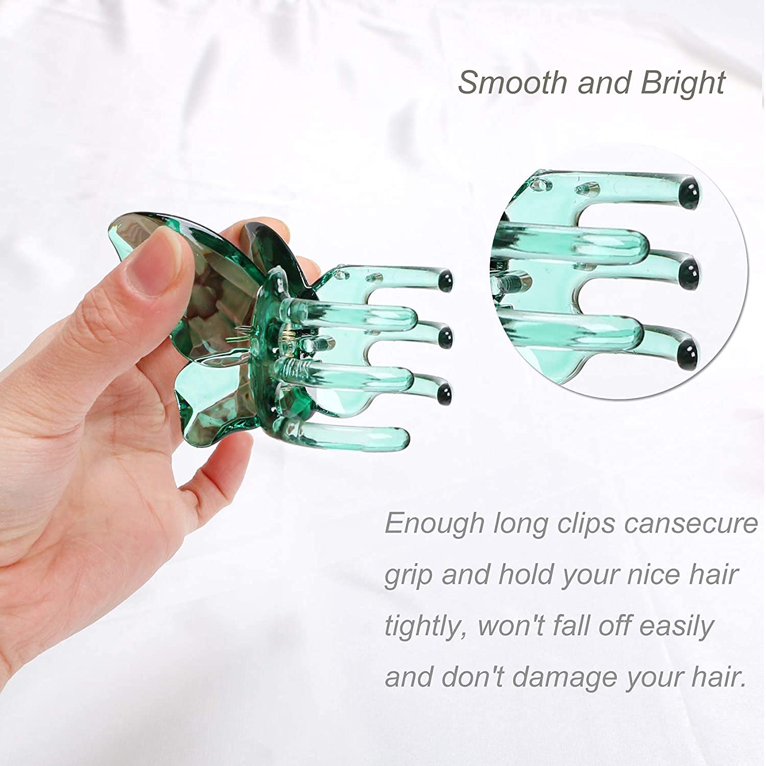 MANODHRUVA 3-Piece Large Butterfly Hair Claw Clip Set - 3.4 Inch Clear Jaw Clips for Thick Hair | Jumbo Hair Clips for Women & Girls | Crystal Design | Perfect for Updos, Ponytails & Everyday Styling