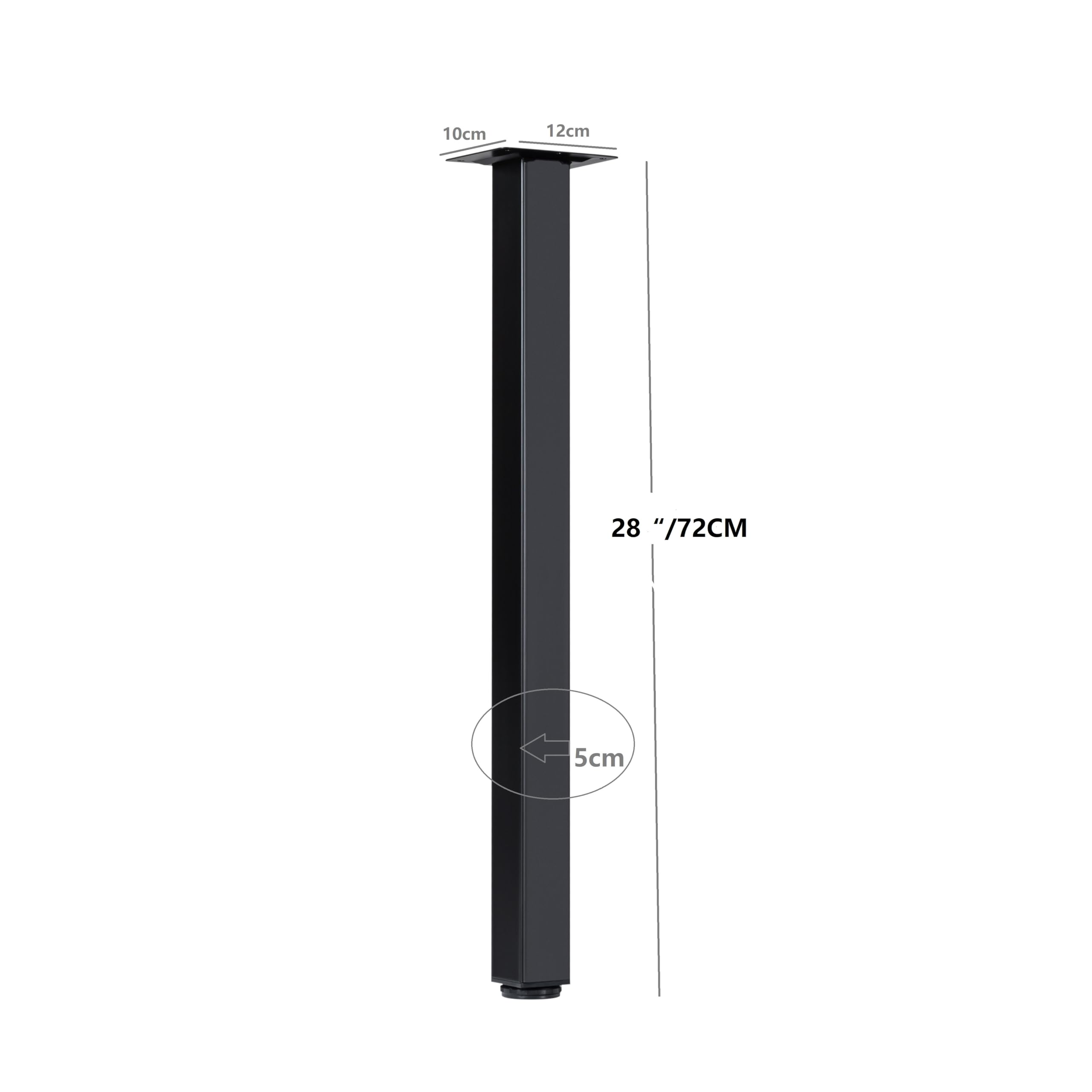 28 Inch Adjustable Metal Table Legs - Square Furniture Legs for Computer Desk, Coffee Table, Dining Table & More with Floor Protectors | Durable & Stylish Home Office & Living Room Decor