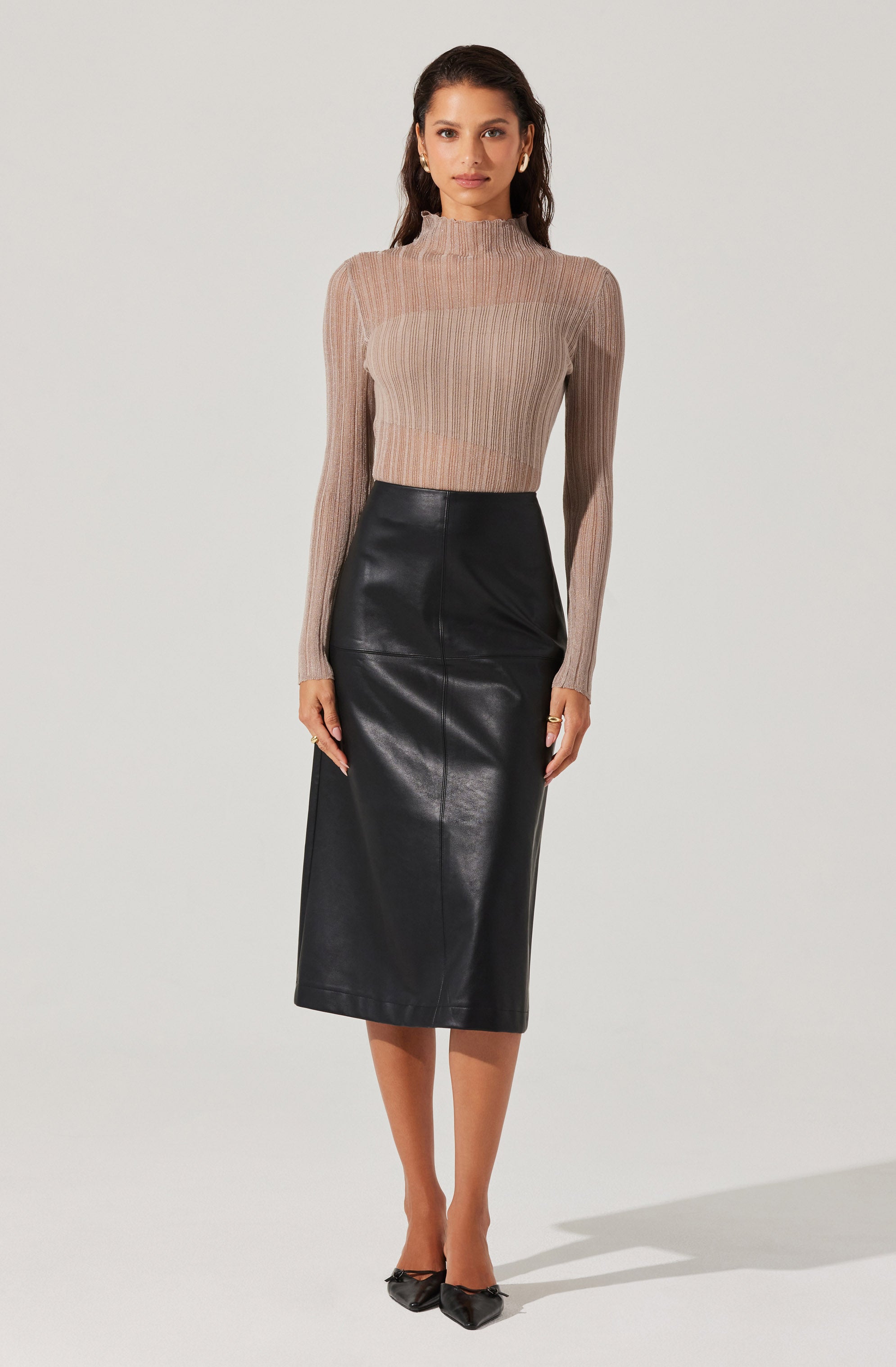 Mock Neck Mesh Contrast Top for Women - Stylish & Breathable Fashion Top for Casual Wear, Night Out & Layering