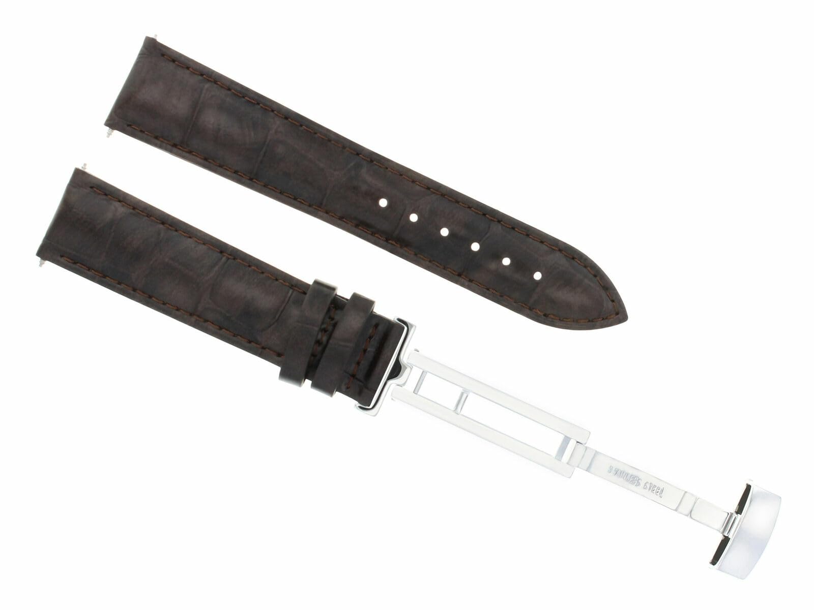 19mm Genuine Leather Watch Band Strap - Compatible with Montblanc Watches - Dark Brown Replacement Strap with Deployment Clasp | Luxury Watch Accessories for Men & Women | Business, Formal & Casual Wear