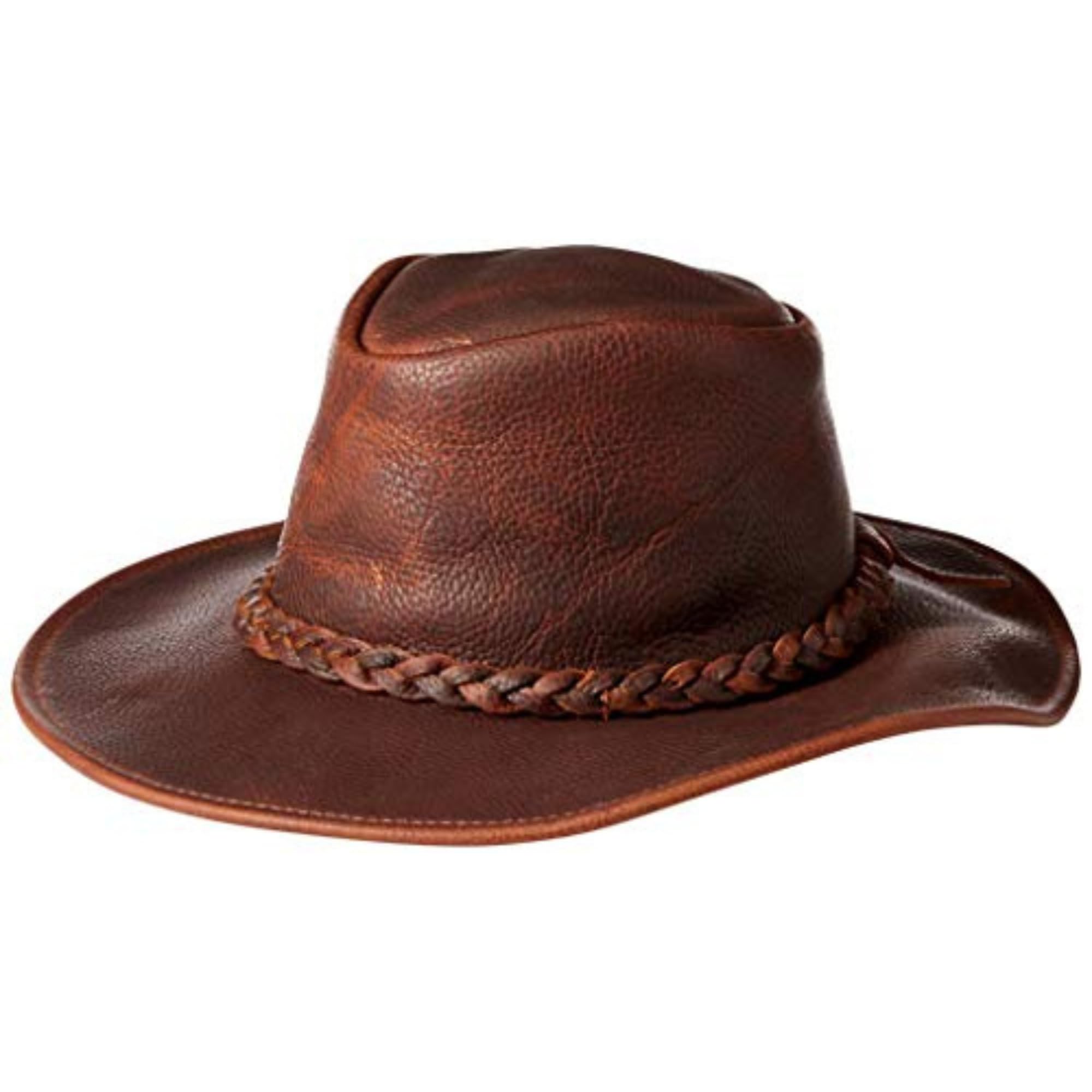 Authentic Henschel Walker Leather Hat - Official Coyote Peterson Shapeable Brim Hat with Braided Band - Premium Full Grain Leather for Outdoor Adventures, Hunting & Distinctive Style - Perfect for Camping, Hiking & Outdoor Exploration