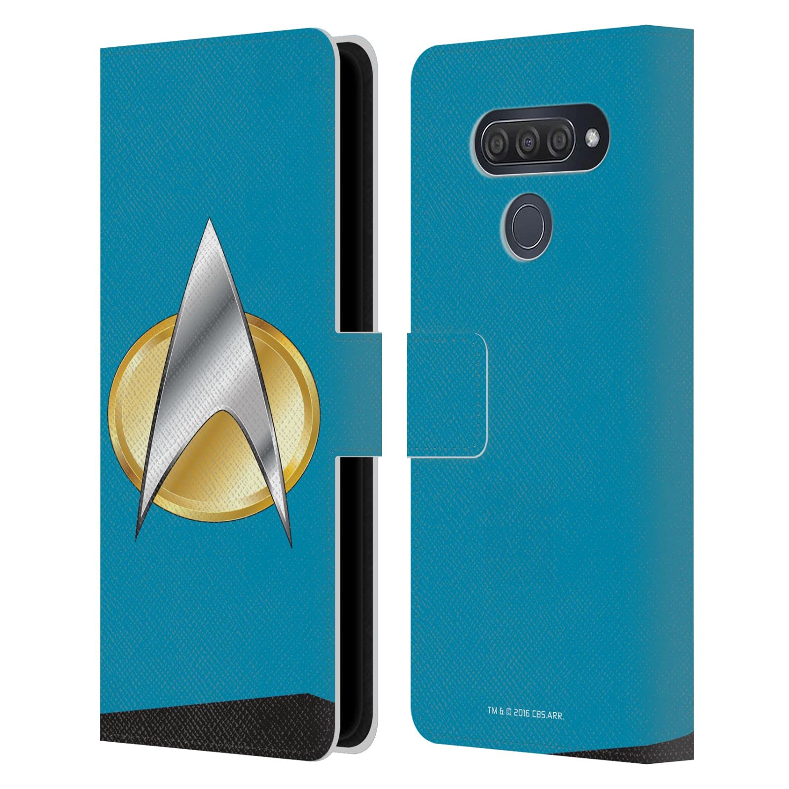 Head Case Designs Officially Licensed Star Trek TNG Sciences Uniform Leather Wallet Case for LG Q70 – Perfect for Trekkies & Sci-Fi Conventions
