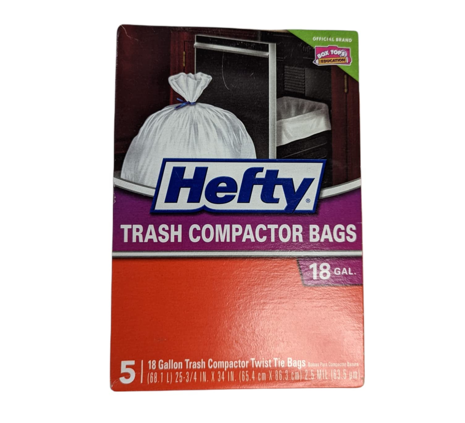 Heavy Duty Hefty E21218 Trash Compactor Bags - 5 Count, 2.5 Mil Thick, Leak Proof - Perfect for Kitchen, Garage & Outdoor Waste Disposal