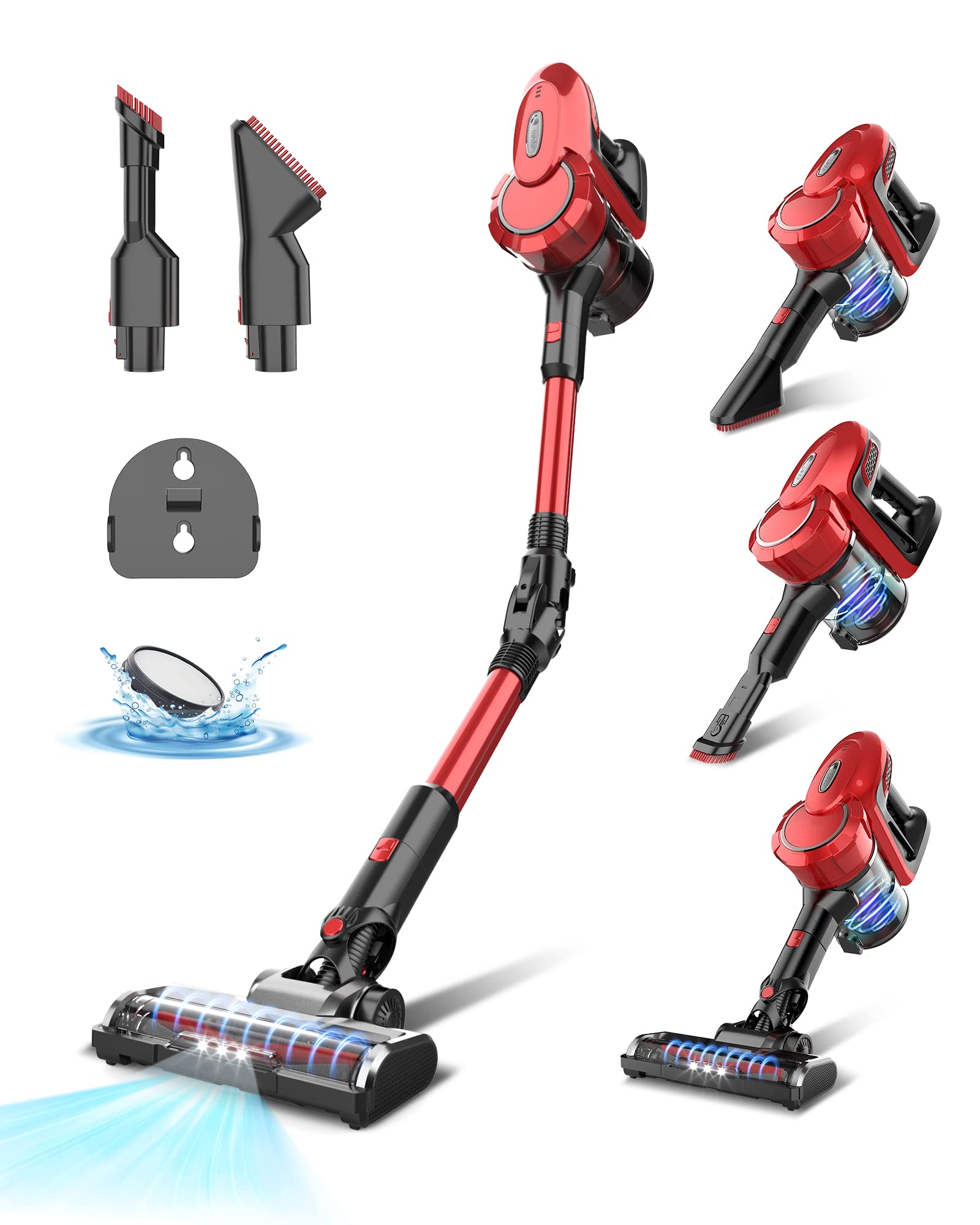 Powerful 30KPa Cordless Stick Vacuum Cleaner with 350W Brushless Motor – 6-in-1 Multifunction, Foldable & Lightweight for Pet Hair, Carpets & Hardwood Floors | LED Display, 45 Min Runtime | Perfect for Home Cleaning, Sofa Gaps & Car Interiors