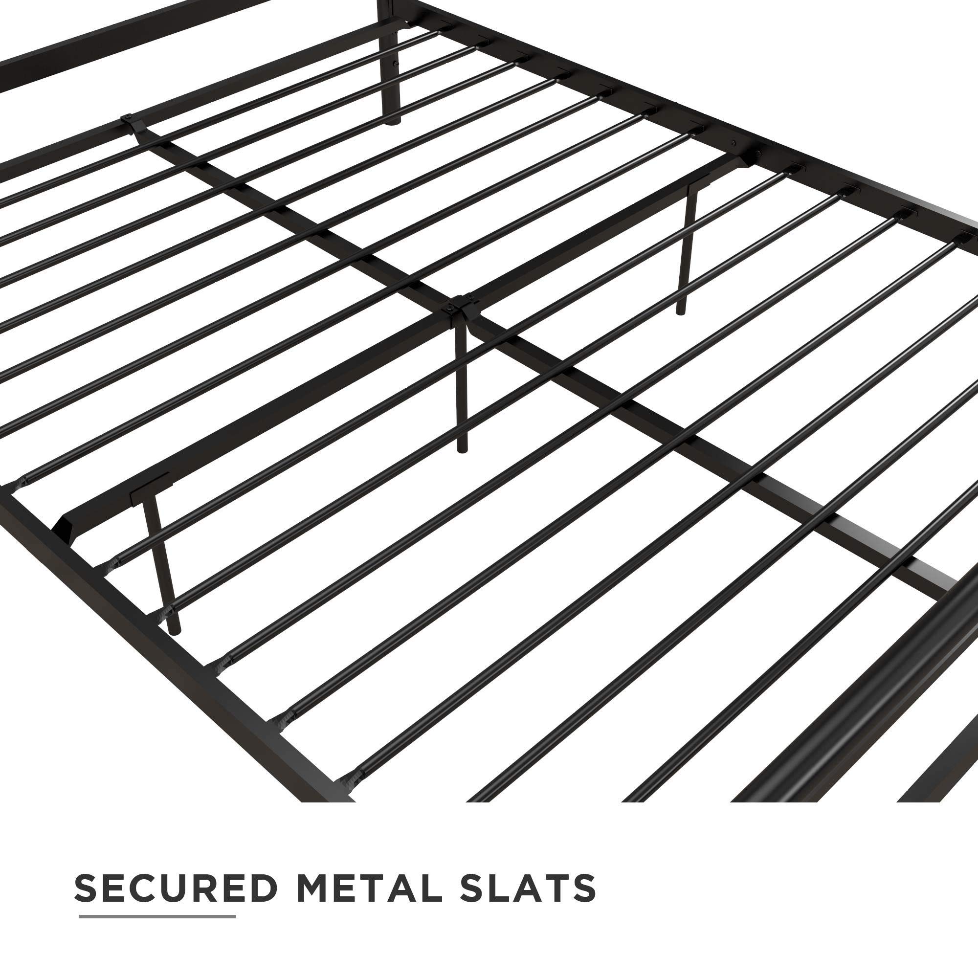 DHP Calixa Modern Metal Platform Bed Frame - Full Size, Industrial Minimalist Design, Black - Sturdy & Noise-Free Bed Base for Small Spaces & Urban Apartments