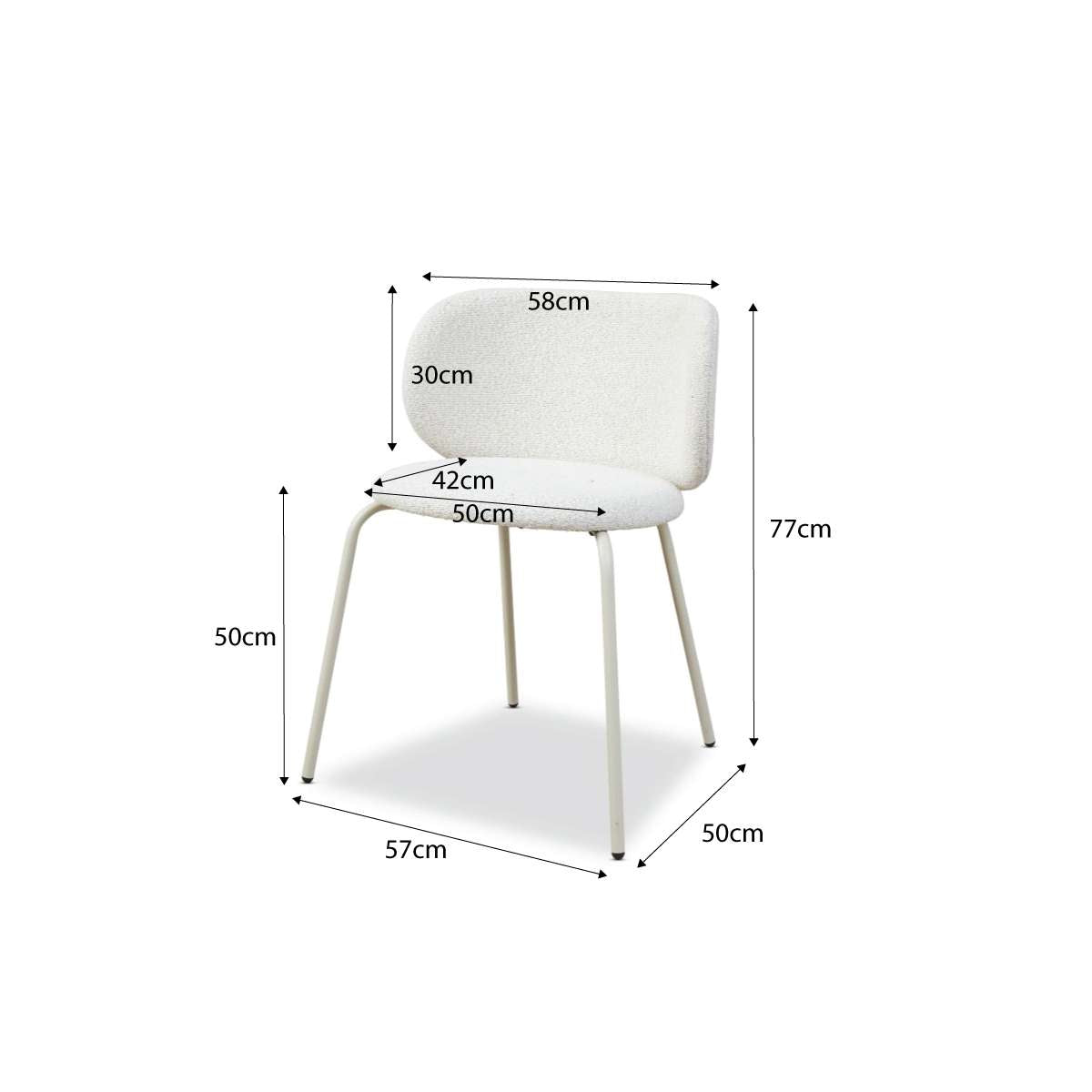 Willa Dining Chair Set of 6 - Cream Upholstered Modern Kitchen Chairs for Dining Room, Breakfast Nook & Home Decor