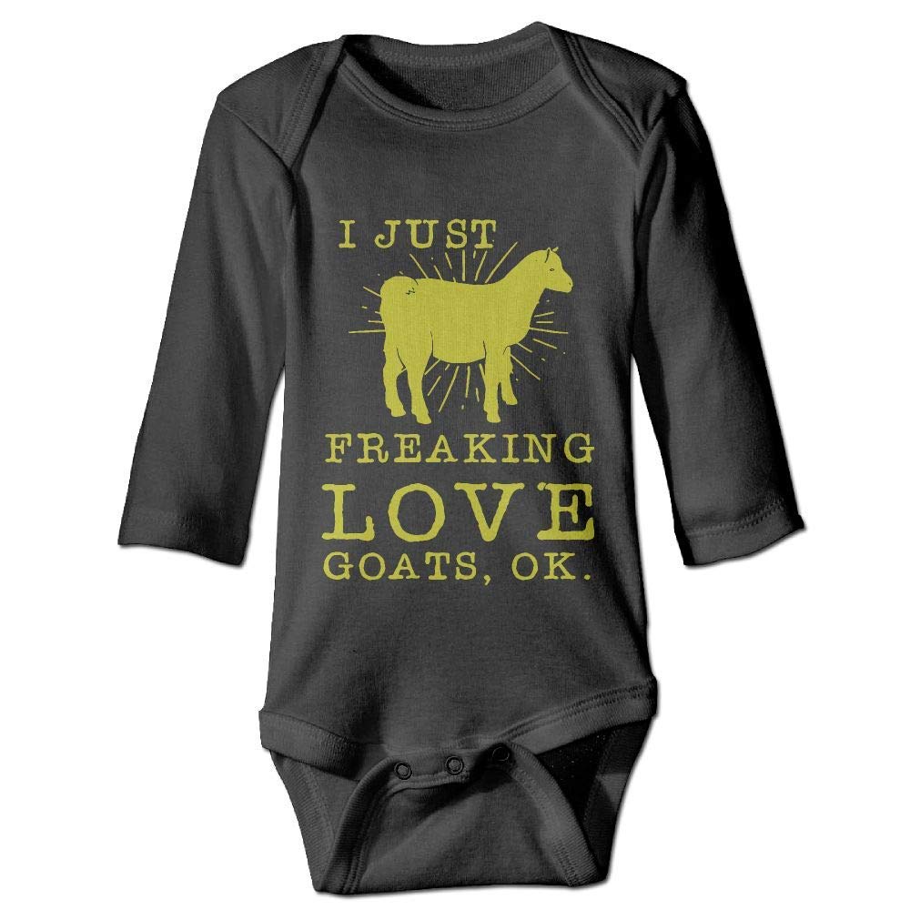 I Just Freaking Love Goats Baby Onesie - Funny Goat Lover Bodysuit for Newborns & Infants - Black Cotton Romper for Birth Announcement & Photo Shoots
