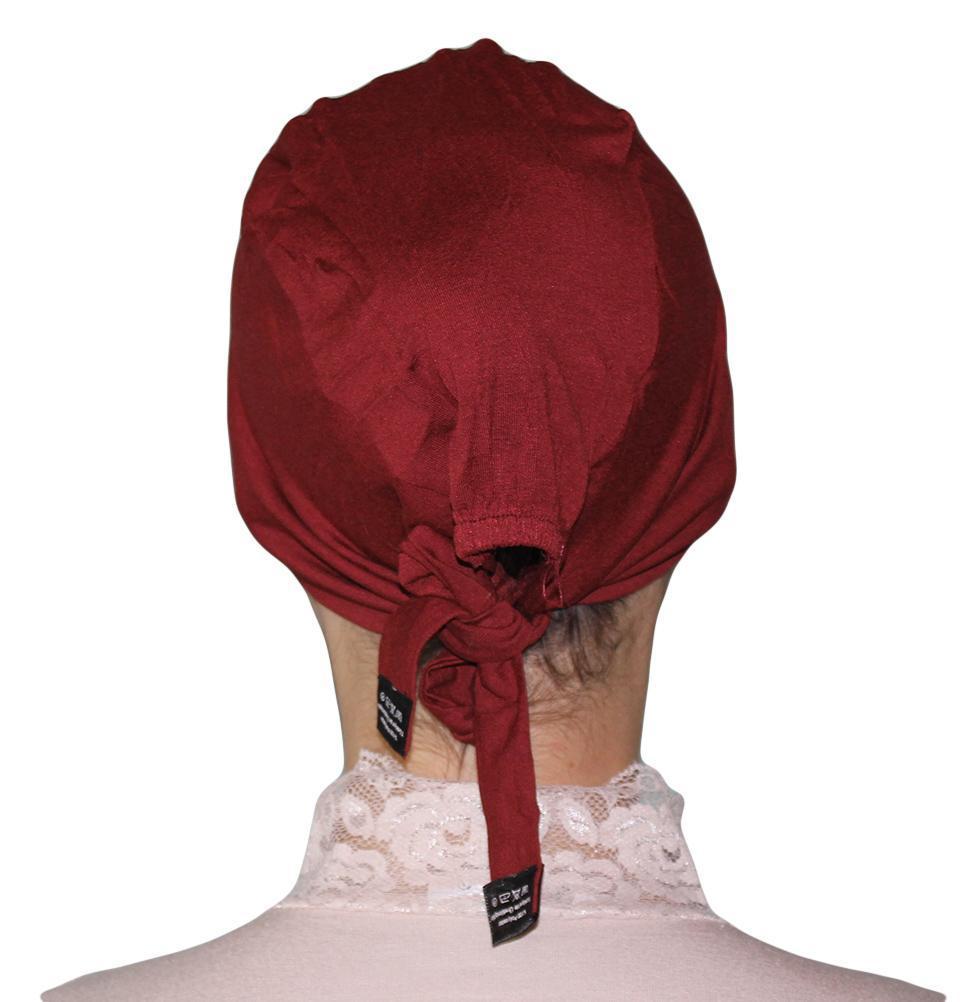 Aker Plain Hijab Bonnet Underscarf - Dark Red | Modest Muslim Headwear for Sleep, Prayer & Everyday Wear