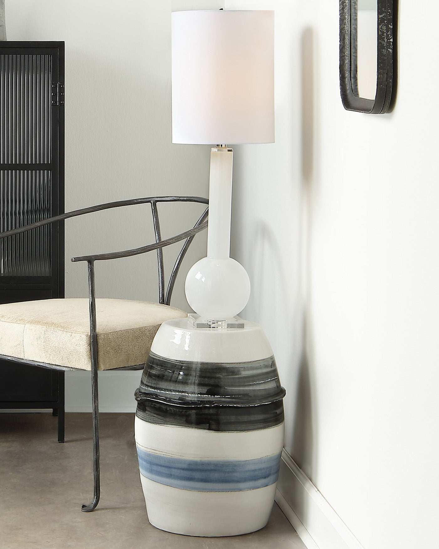 Modern Horizon Striped Side Table - Stylish End Table for Living Room, Bedroom, or Office - Perfect for Coffee, Books, and Decor