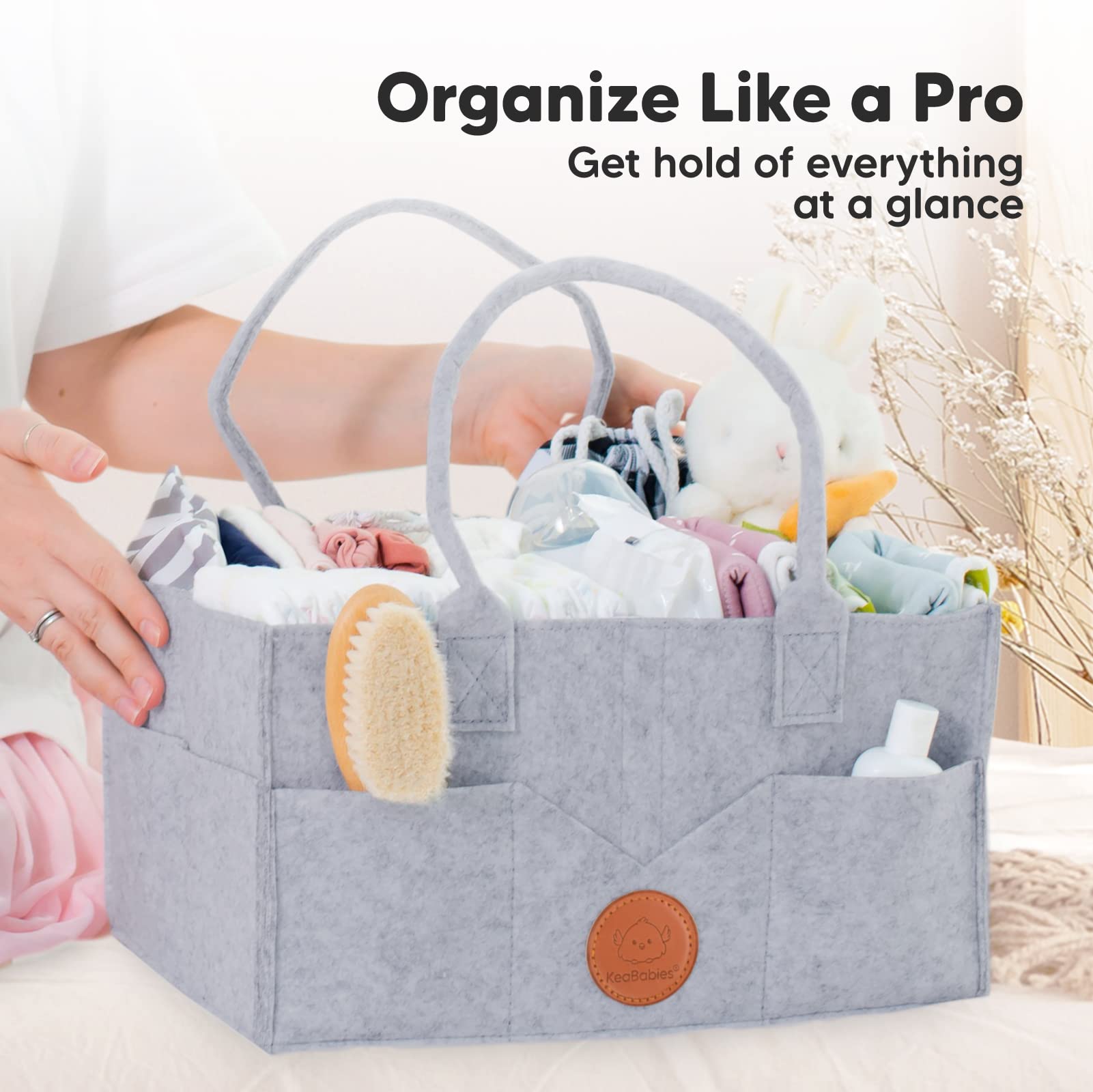 KeaBabies Waterproof Portable Diaper Changing Pad - Foldable Baby Changing Mat for Nursery & Travel - Diaper Caddy Organizer with Storage Pockets - Perfect for Home, Car & On-the-Go Parents (Blue)