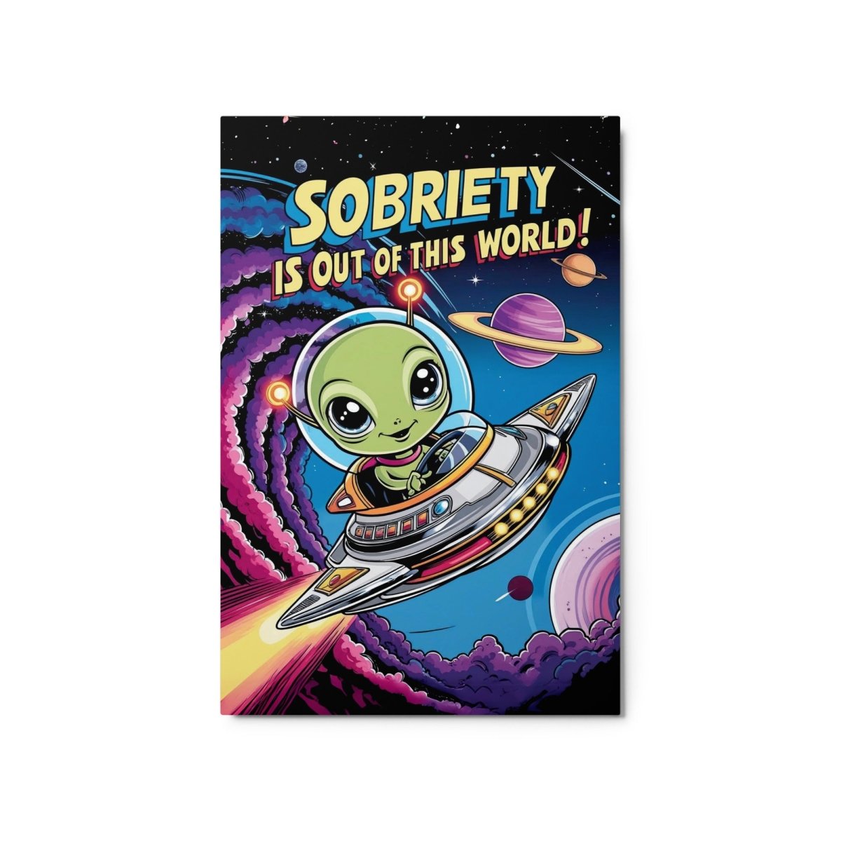 Galaxy Themed Sobriety Metal Wall Art - Inspirational Home Decor for Living Room, Bedroom & Office