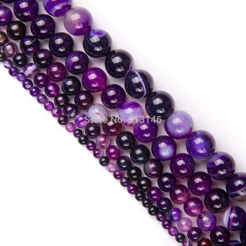 Natural Round Semi-Precious Agate Sardonyx Stone Beads - 8mm DIY Jewelry Making Supplies (48 Pcs, 15