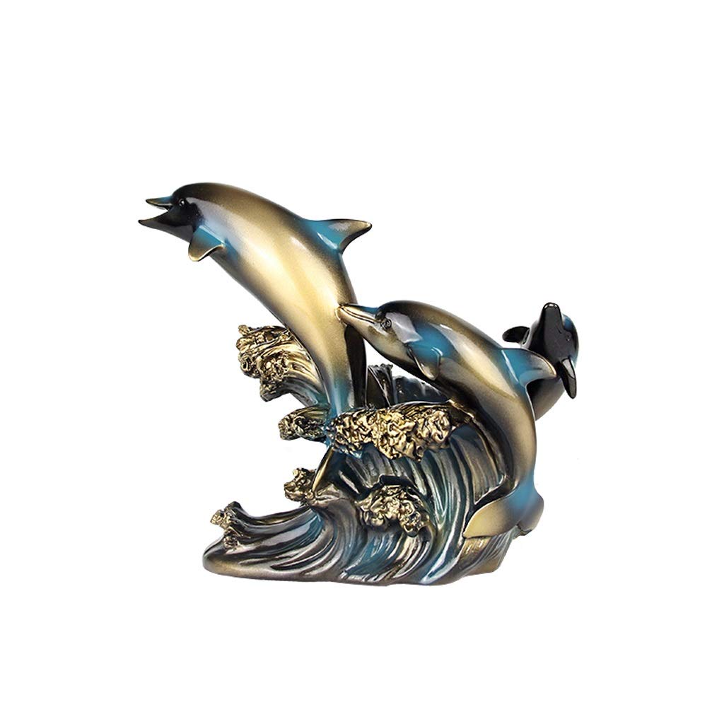 Retro Resin Dolphin Sculpture - Elegant Home & Office Decor for Living Room, Wine Cabinet, Desktop | Vintage Modern Handcrafted Statue for Coastal & Nautical Theme Decorations