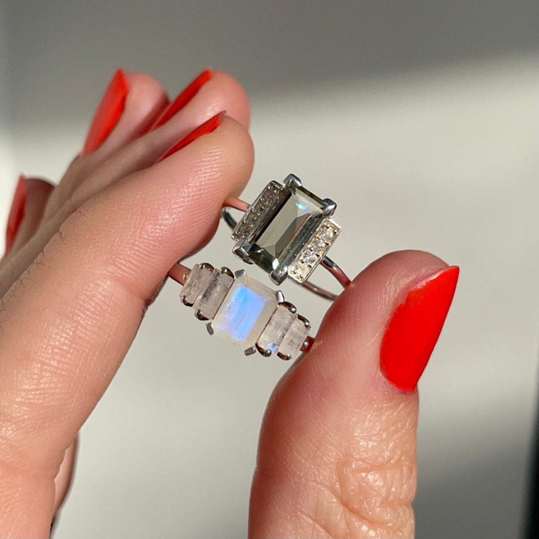 Georgia Green Amethyst & White Topaz Ring - Elegant Sterling Silver Jewelry for Women, Perfect for Weddings, Anniversaries & Special Occasions