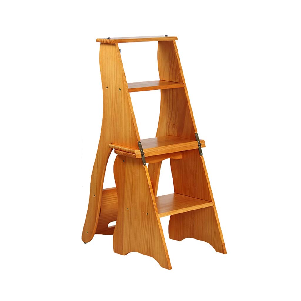 4-Step Folding Wood Ladder - Lightweight Multi-Purpose Step Stool with 300 lb Capacity - Perfect for Home, Library, Loft, Garage & DIY Projects