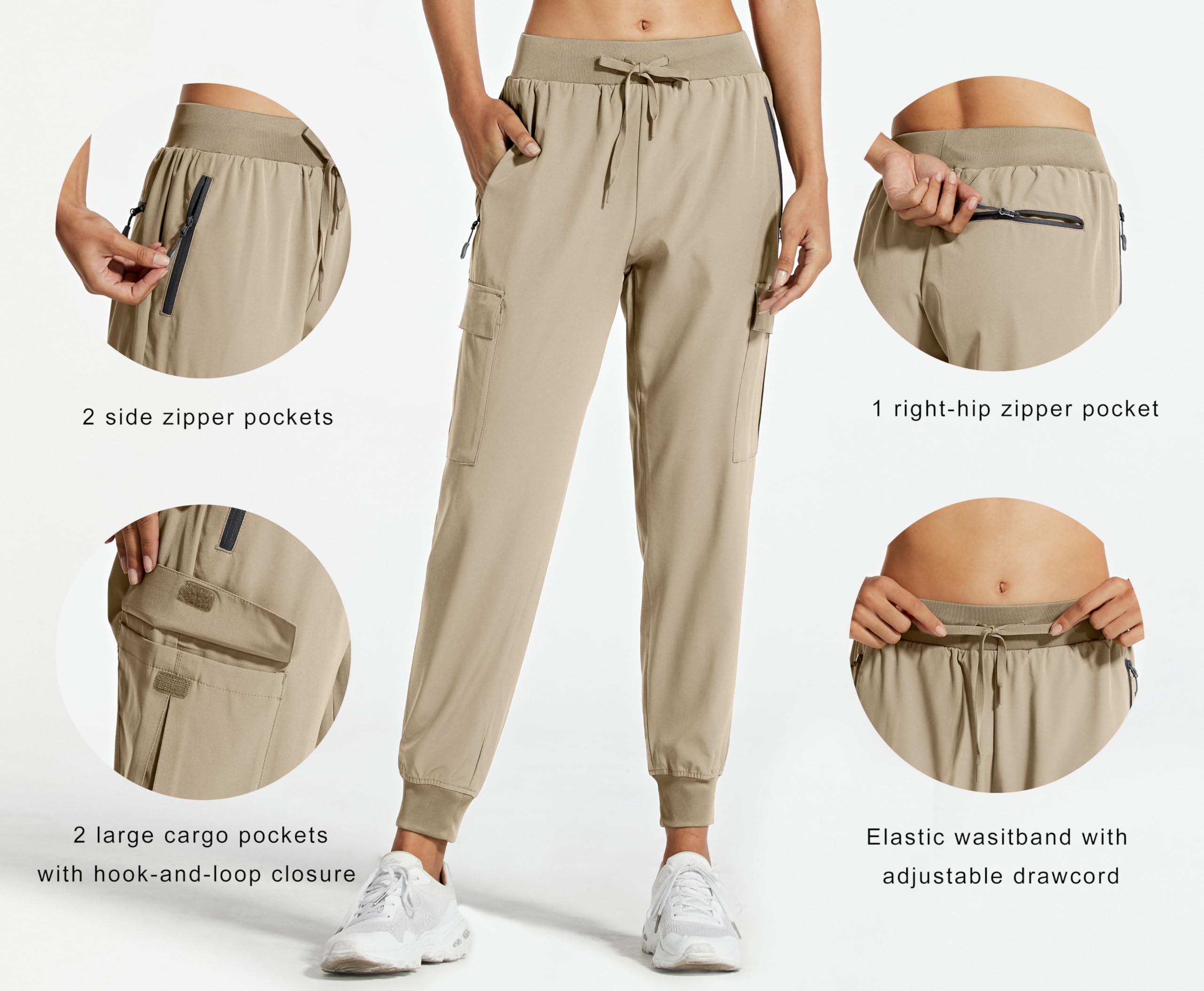 Libin Women's Cargo Joggers - Lightweight Quick Dry Hiking Pants for Athletic, Lounge & Travel - Petite/Regular/Tall Sizes - Perfect for Outdoor Adventures, Gym Workouts & Casual Wear