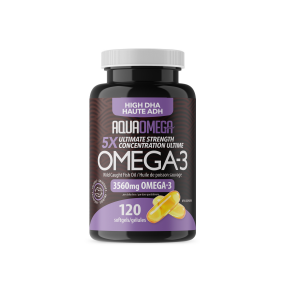 AquaOmega Ultimate Strength DHA 120 Softgels - 5X Potency for Brain & Heart Health - Supports Memory, Focus & Cardiovascular Function - Perfect for Students, Professionals & Seniors