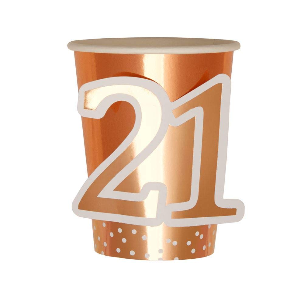 Neviti 778043 Disposable Rose Gold Paper Cups - 8oz, 50 Pack - Elegant Party Cups for Weddings, Baby Showers & Events - Eco-Friendly & Stylish Drinkware