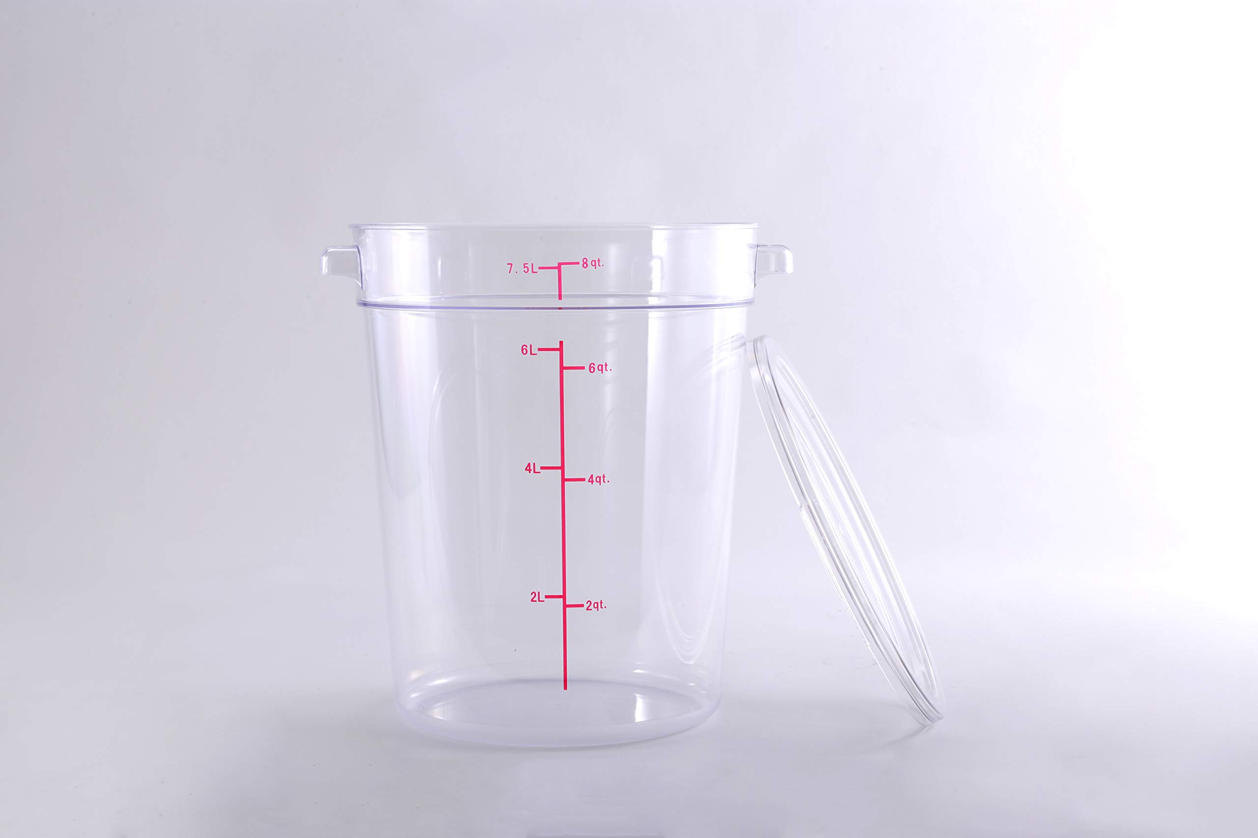 Commercial Grade 8 Qt Clear Polycarbonate Food Storage Containers with Lids - Set of 5, BPA-Free, Airtight & Stackable for Restaurant, Kitchen, Meal Prep & Bulk Food Storage