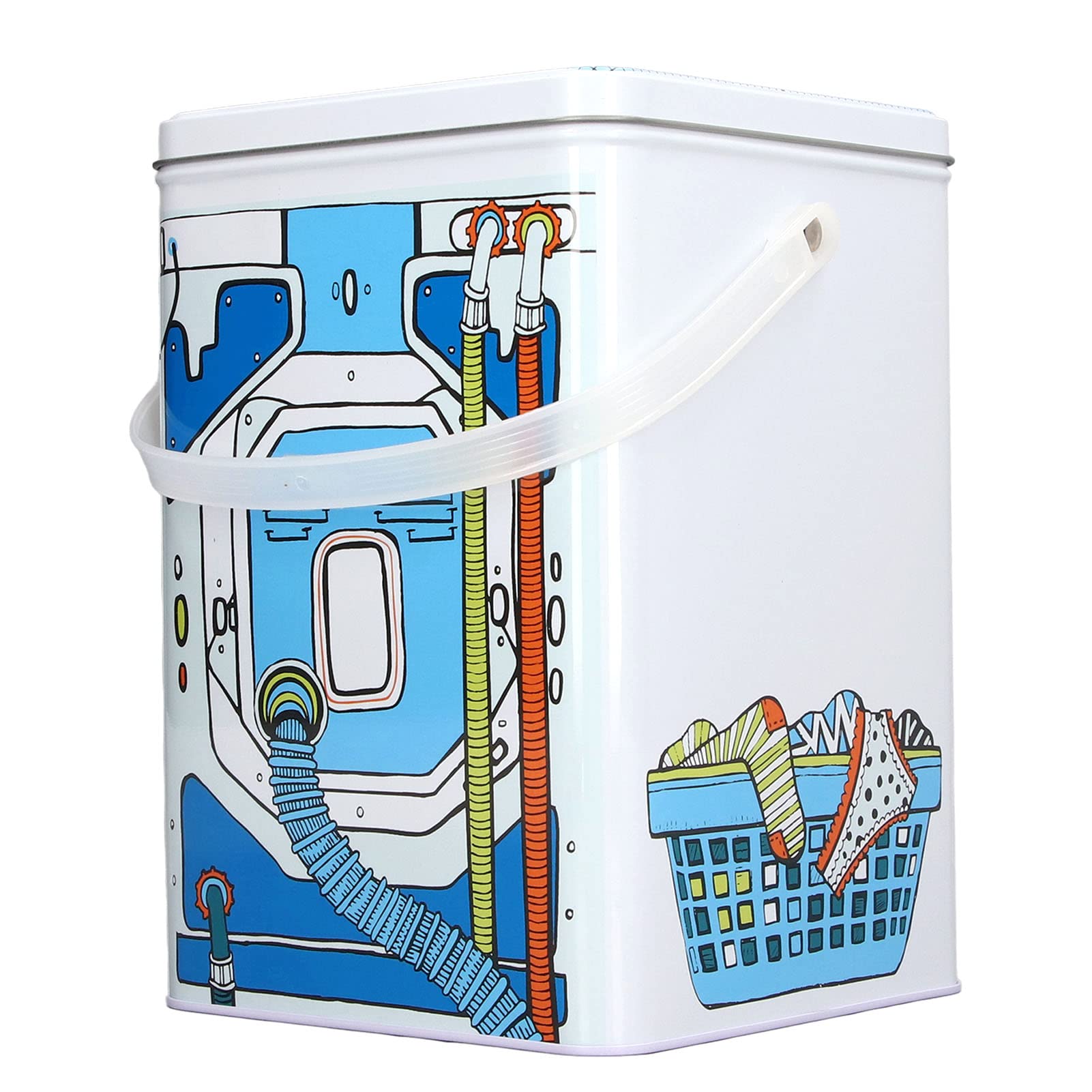 Premium Iron Powdered Laundry Detergent Container - Glossy Finish with Rounded Corners for Safe Storage | Ideal for Washing Machine & Laundry Room Organization | Durable Household Cleaning Supply Storage Solution