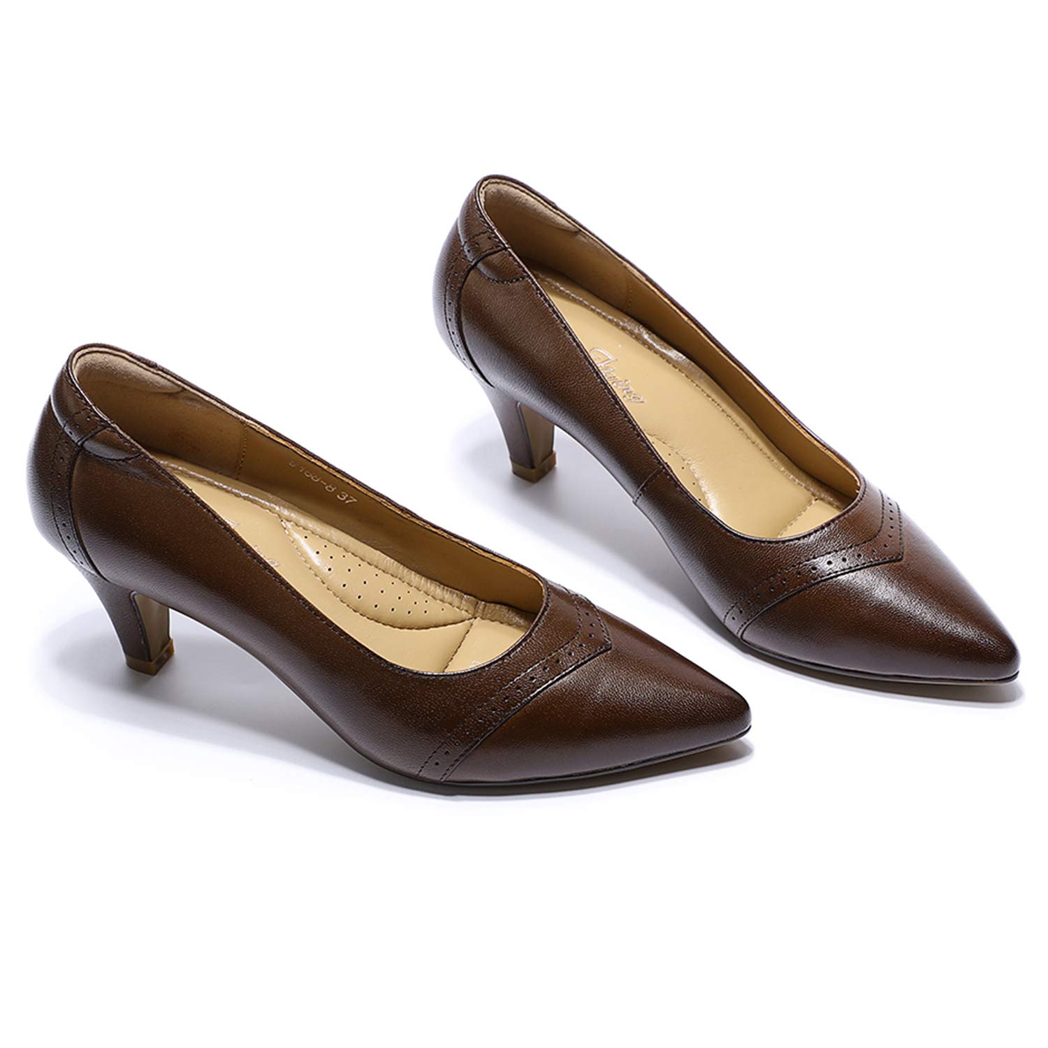 Mona Flying Women's Leather Pointed Toe Dress Pumps - Comfortable High Heel Office Work Shoes for Ladies | Professional Business Attire & Formal Occasions