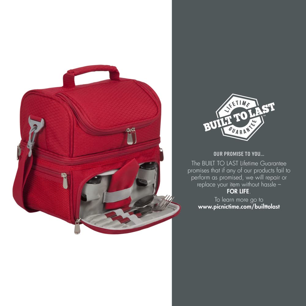 PICNIC TIME NCAA Nebraska Cornhuskers Pranzo Insulated Lunch Box with Picnic Set - Reusable Lunch Cooler Bag for Work, School & Outdoor Activities