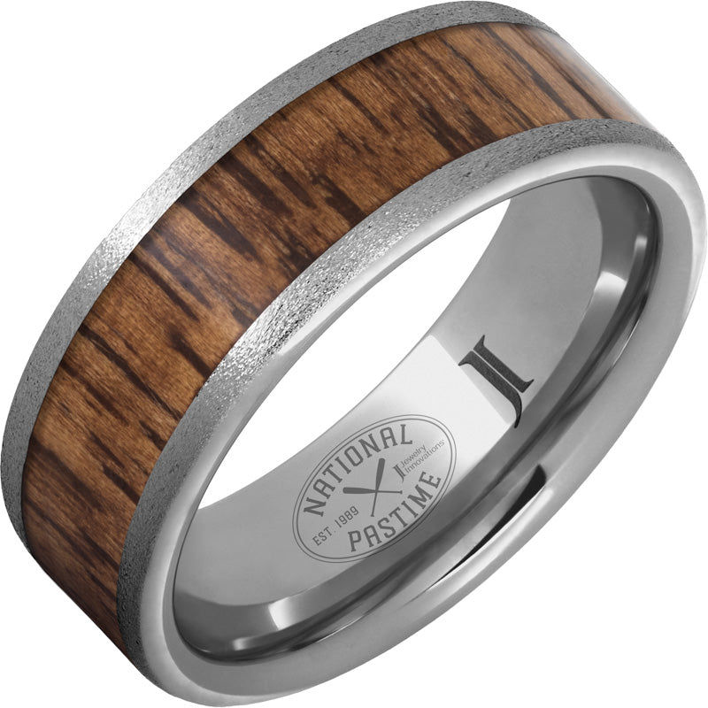 Premium Tungsten Ring with Vintage Baseball Bat Wood Inlay - National Pastime Collection™ - Durable Wedding Band for Men - Perfect for Baseball Fans & Outdoor Enthusiasts