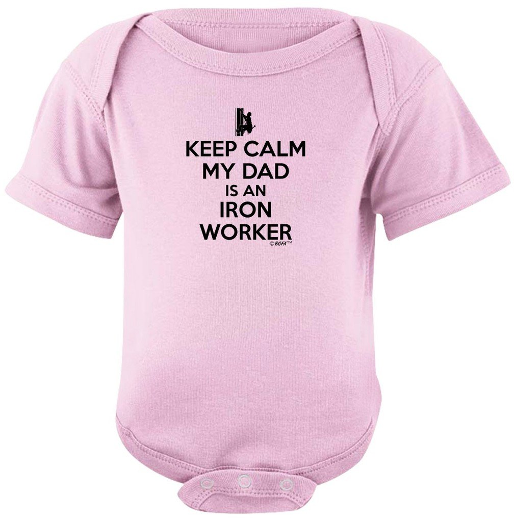 Keep Calm My Dad is an Iron Worker Baby Bodysuit & Bib Set - Cute Outfit for Construction Worker's Child | Perfect for Father's Day, Family Photos & Work Appreciation Gifts
