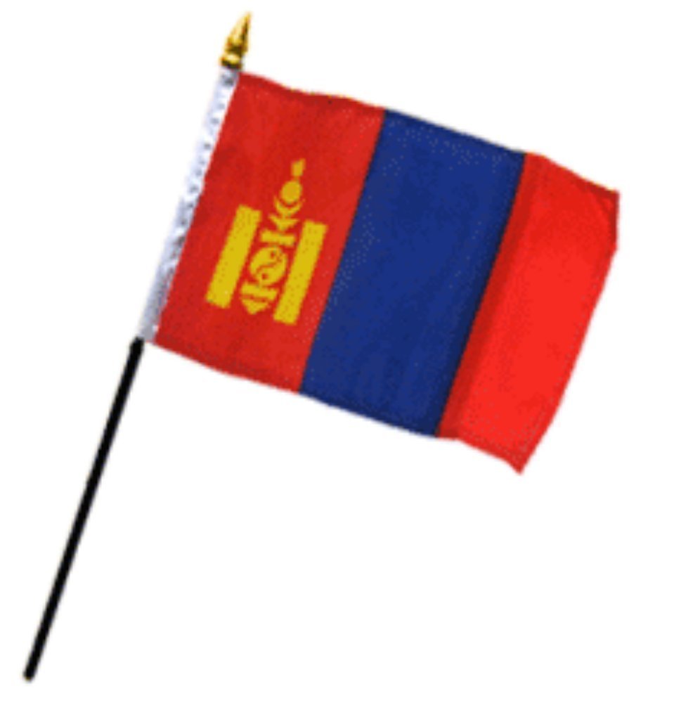 4x6 Inch Mongolia Desk Stick Flag - Small Mini Handheld Flag for Office, Classroom, or Home Decor (No Base Included)