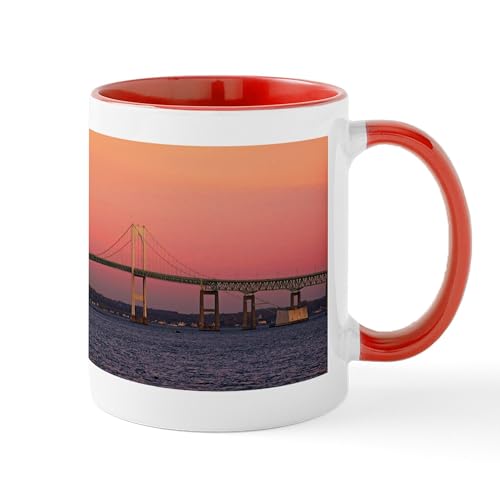 White/Red Inside - Newport Bridge, Rhode Island Coffee Mug