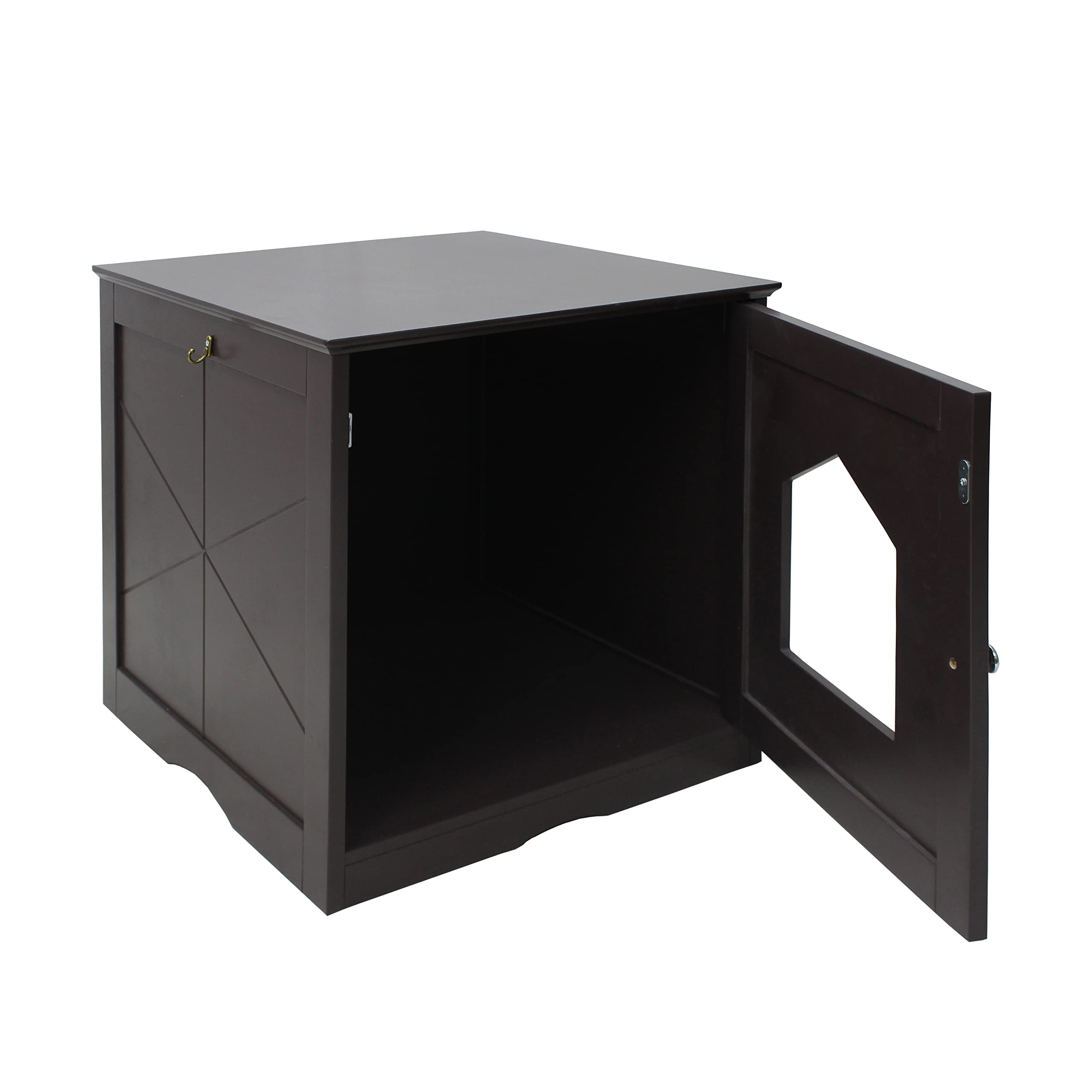Wooden Cat Litter Box Enclosure - Decorative Cat House & Side Table with Storage | Indoor Pet Crate & Nightstand for Living Room, Bedroom | Modern Cat Furniture for Small Spaces