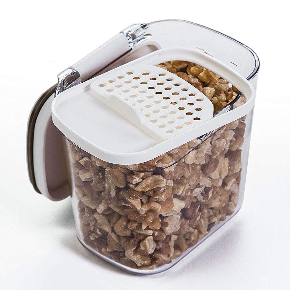ProKeeper Progressive International PrepWorks Mini 1.5-Cup Airtight Spice & Herb Storage Container - Clear Plastic for Baking Soda, Powder, Snacks - Perfect for Kitchen Pantry, Spice Rack & Travel Organization