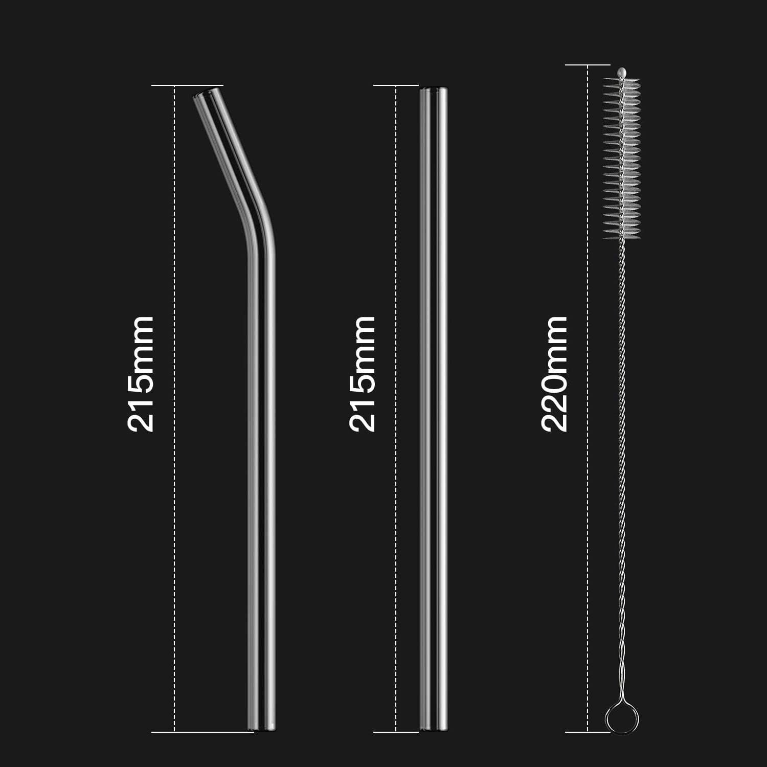4-Pack Reusable Glass Straws 8.5