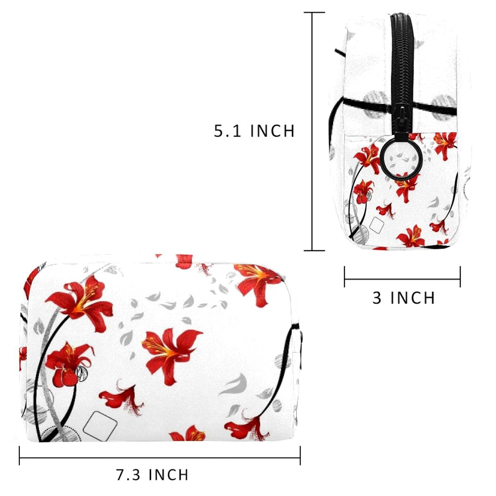 Large Red Pistachio Makeup Bag for Women & Girls - Travel Cosmetic Organizer with Zipper, Portable Makeup Case for Purse, Gym, Vacation & Daily Use