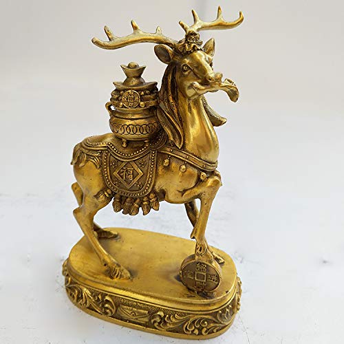 Feng Shui Brass Deer Ornament - Antique Copper Lucky Deer Statue for Home & Office Decor | Perfect for Wealth & Harmony in Living Room, Bedroom, or Workspace