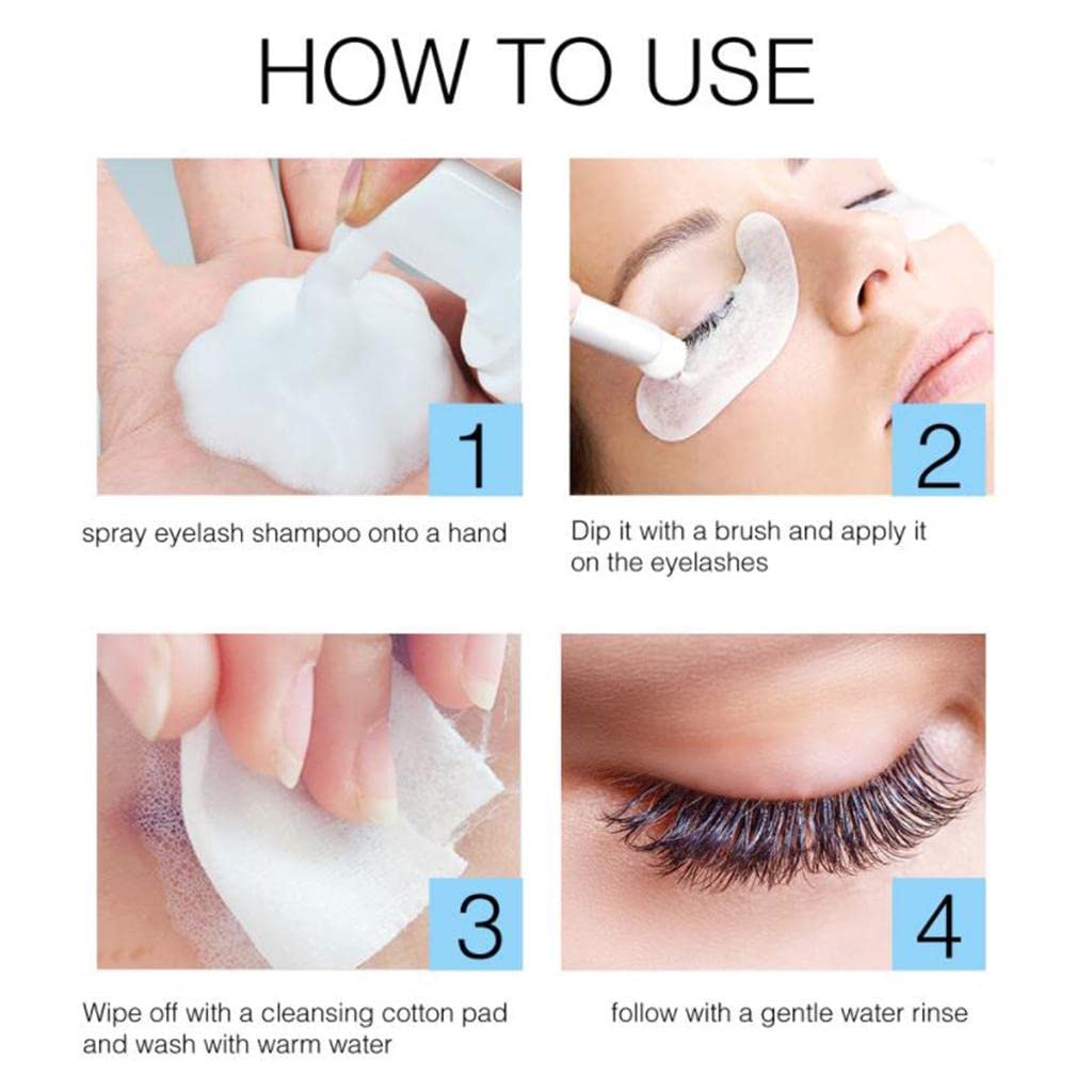 VMS INDIA 50ml Eyelash Extensions Brush & Shampoo Kit - Gentle Lash Cleanser for Makeup Removal & Extension Care - Perfect for Salon, Home Use & Professional Lash Artists