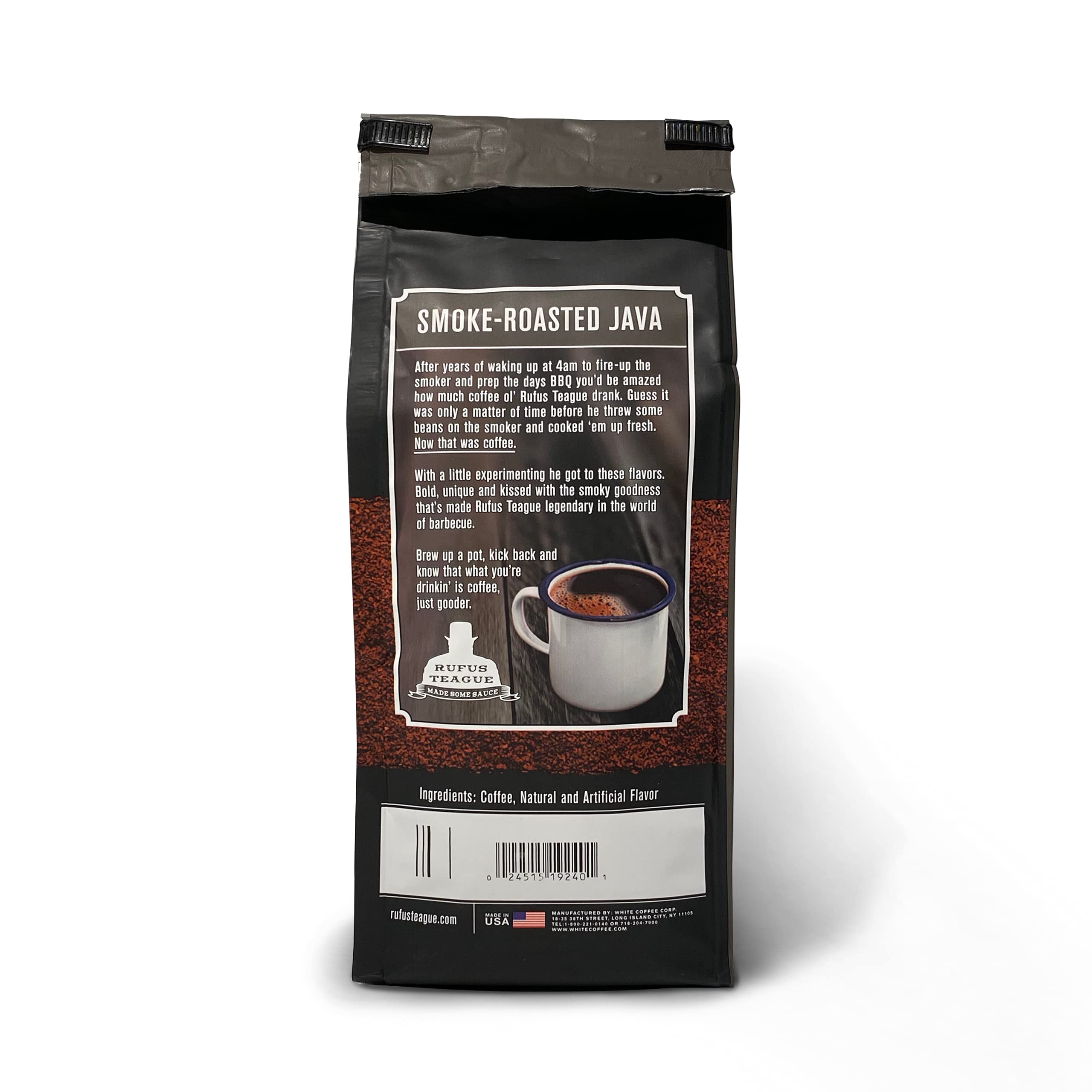 Rufus Teague Pitmaster Blend Ground Coffee - Gourmet Fresh Dark Roast Smoke Roasted Java, Medium Grind, 12 oz Bag (2-Pack) - Perfect for BBQ Enthusiasts & Coffee Lovers