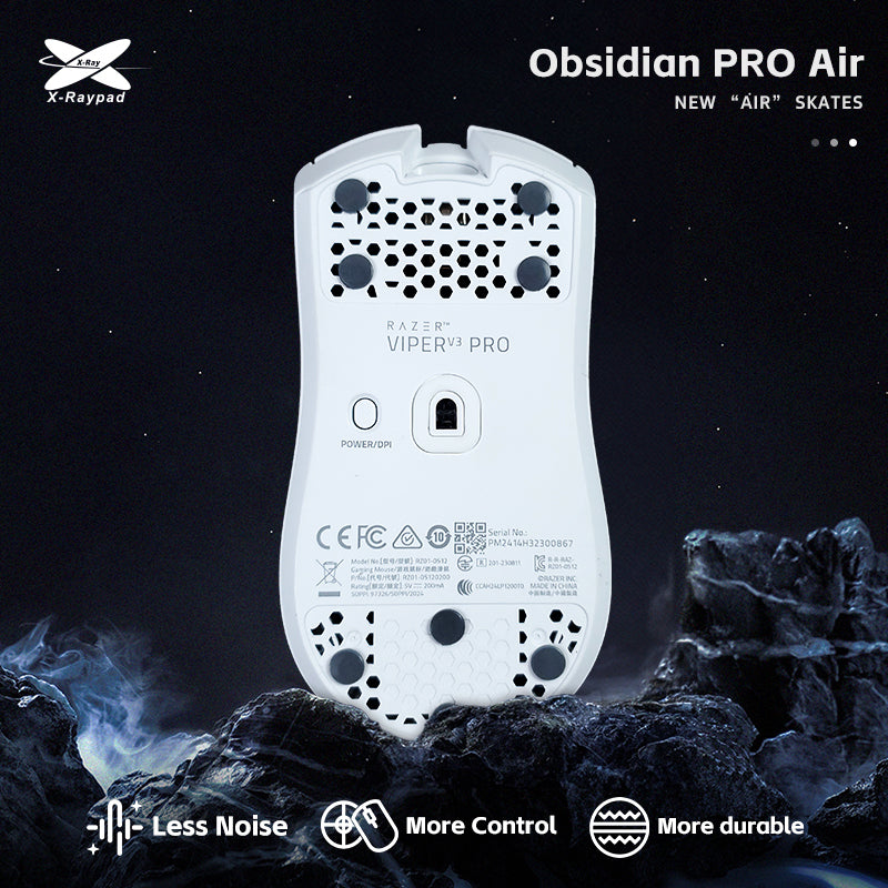 X Raypad Obsidian PRO Air Mouse Skates - Universal Dots for Gaming Mice | Ultra Smooth Gliding Surface for FPS, MOBA & Esports | Compatible with Logitech, Razer & More