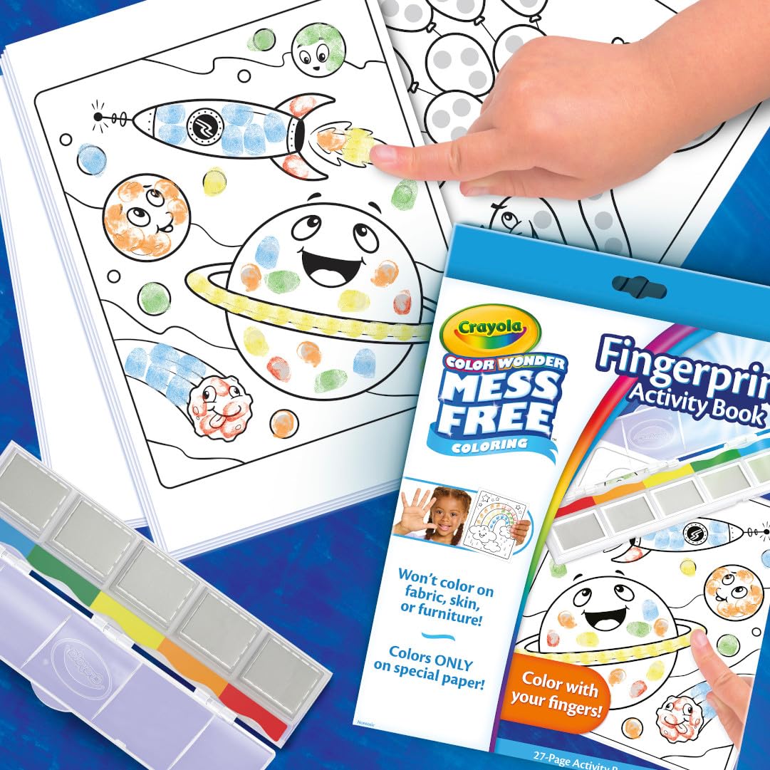 Crayola Color Wonder Mess-Free Fingerprint Ink Painting Activity Set - Safe & Washable Finger Painting Kit for Toddlers, Kids Travel Art Supplies, Creative Gift for Boys & Girls - Perfect for Home, School & On-The-Go Fun