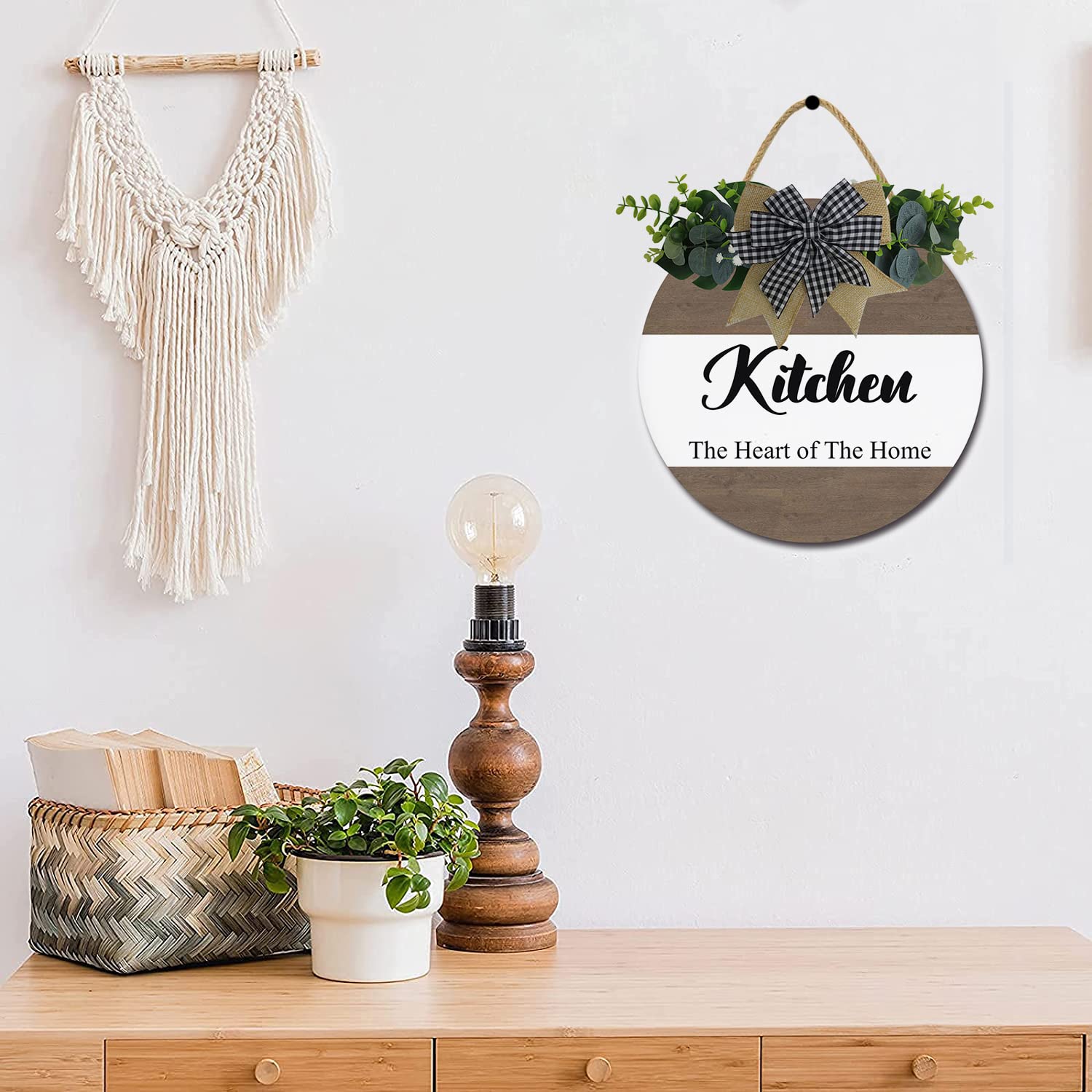 Farmhouse Kitchen Decor Signs - Rustic Wooden Wall Art with Funny Sayings | Heartwarming Home & Kitchen Hanging Decor | Perfect for Farmhouse, Country Style Kitchens & Dining Room Wall Decoration