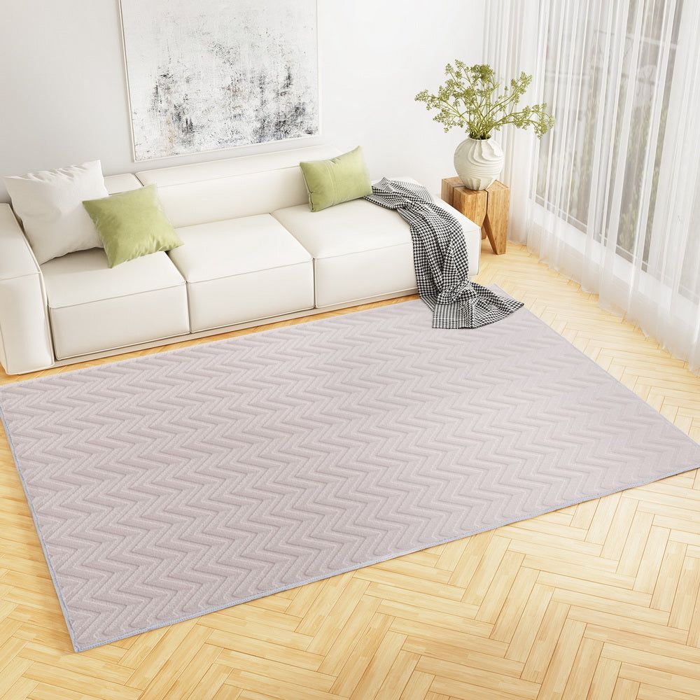 Artiss Washable Microfiber Area Rug 200x290cm (6.6x9.5ft) - Non-Slip Large Floor Carpet with Ripple Design for Living Room, Bedroom & Office Decor