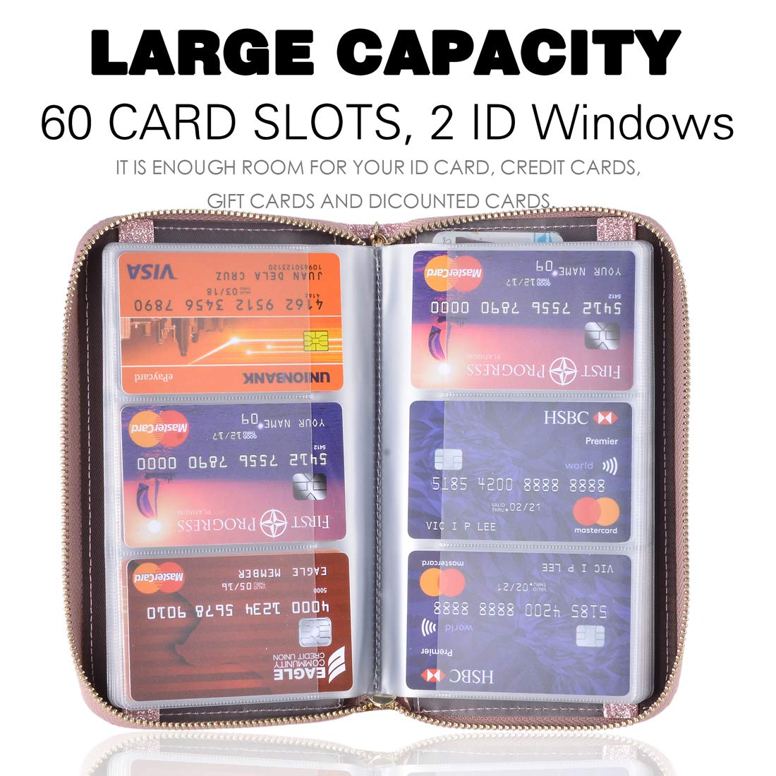 Premium RFID Blocking Leather Credit Card Holder Wallet for Women - Stylish Zipper Purse with Multiple Card Slots, Perfect for Travel, Shopping & Everyday Use