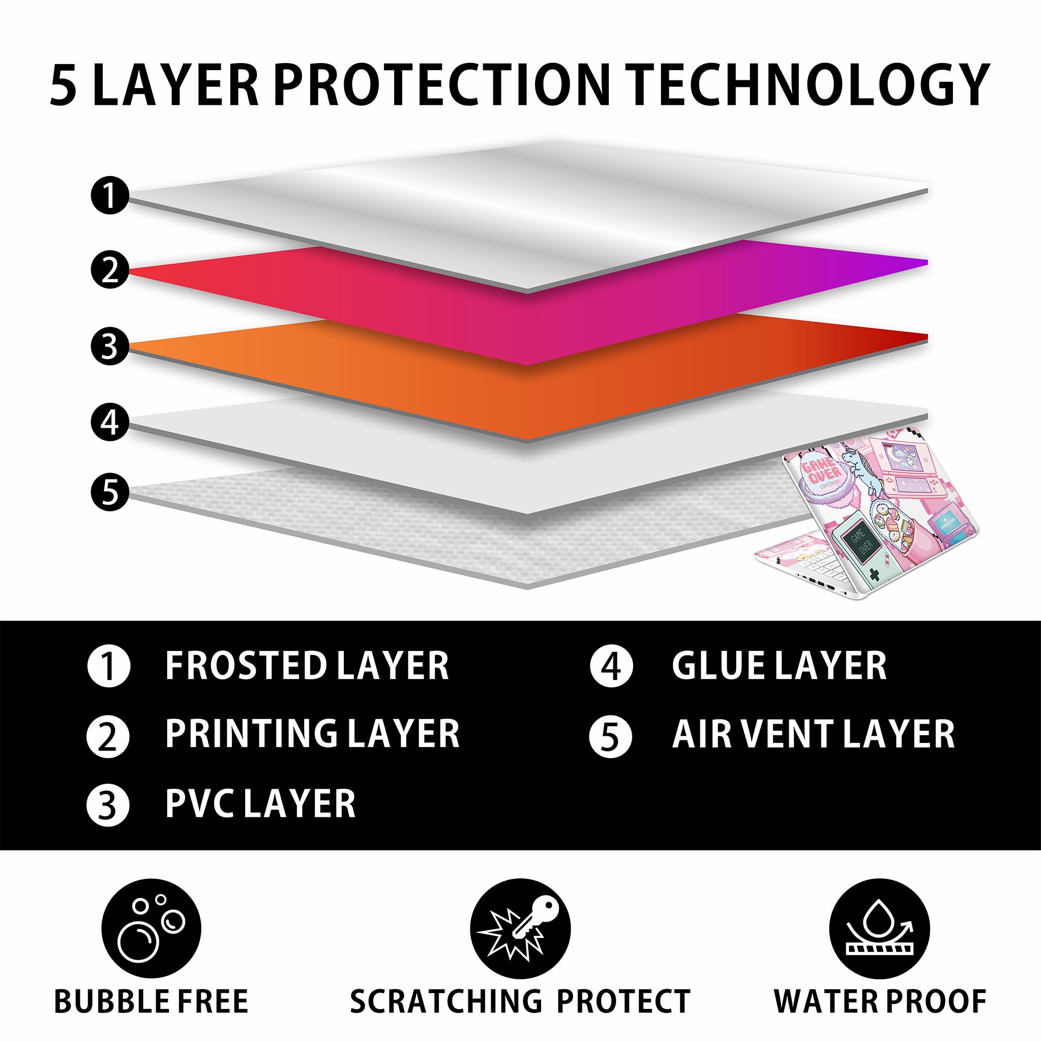 Kawaii Pixel Laptop Skin Decal for HP 14