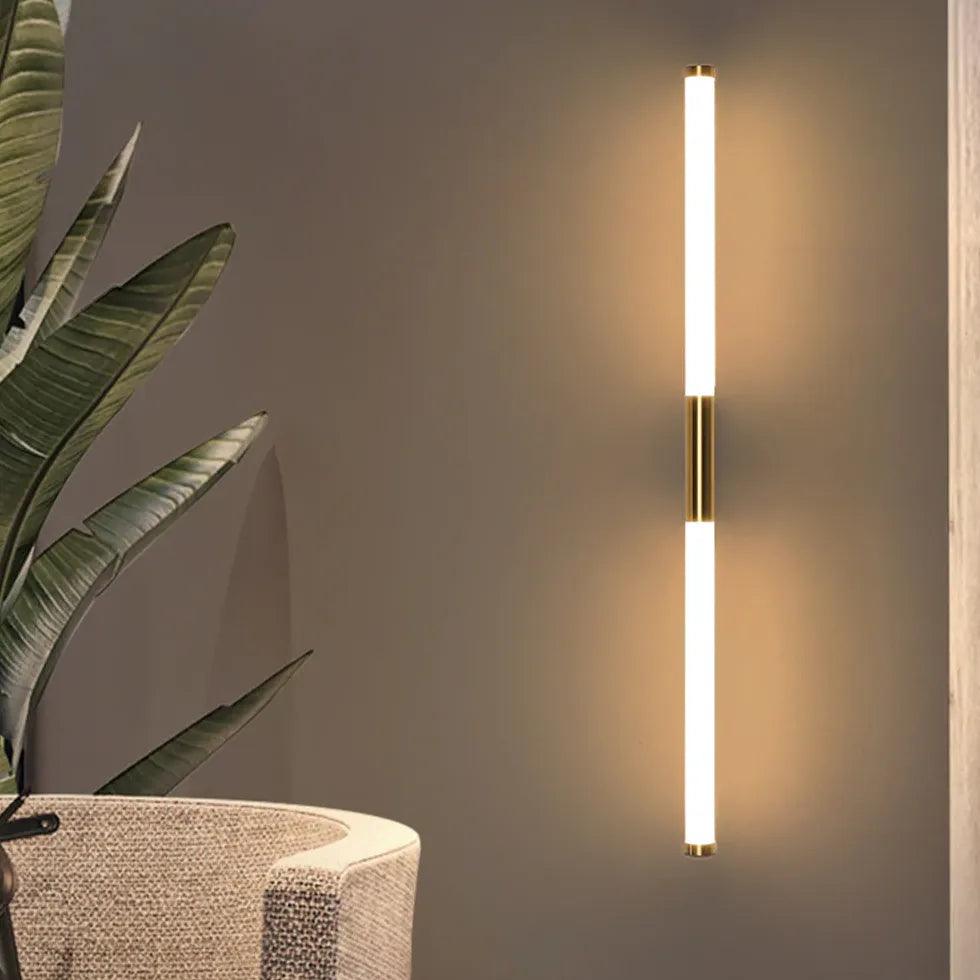 Modern Vertical LED Gold Wall Lights for Bedroom - Elegant Dimmable Lighting for Bedside, Hallway, and Home Decor