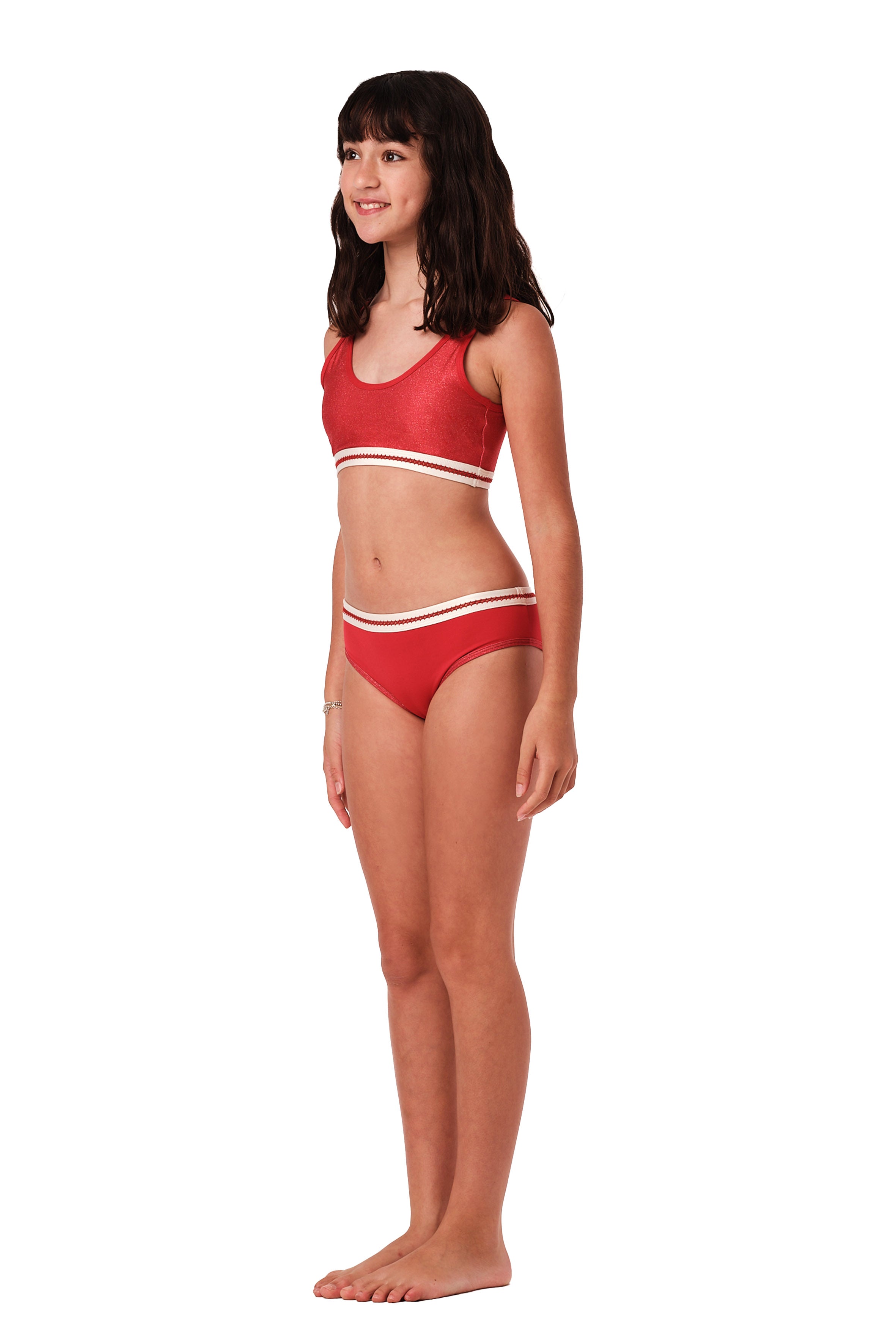 Class Act Red Glitter Bikini Set - Sexy Two Piece Swimsuit for Women, High Waist Bikini Top & Bottom with Shimmer - Perfect for Beach, Pool Party & Summer Vacation