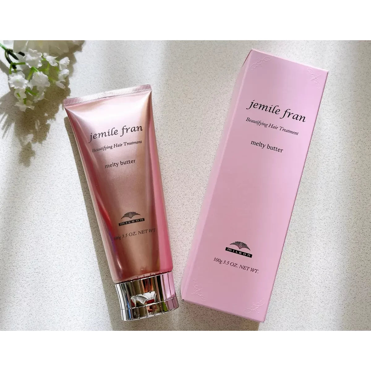 Milbon Jemile Fran Melty Butter No Rinse Hair Treatment 100g - Deep Conditioning Hair Mask for Dry, Damaged Hair - Perfect for Salon-Quality At-Home Hair Care & Post-Color Treatment