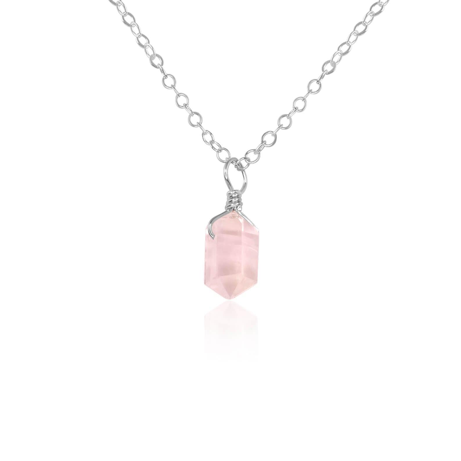Rose Quartz Mini Double Terminated Crystal Point Pendant Necklace - Healing Crystal Jewelry for Women, Spiritual Gift & Chakra Balancing | Perfect for Meditation, Energy Work & Everyday Wear